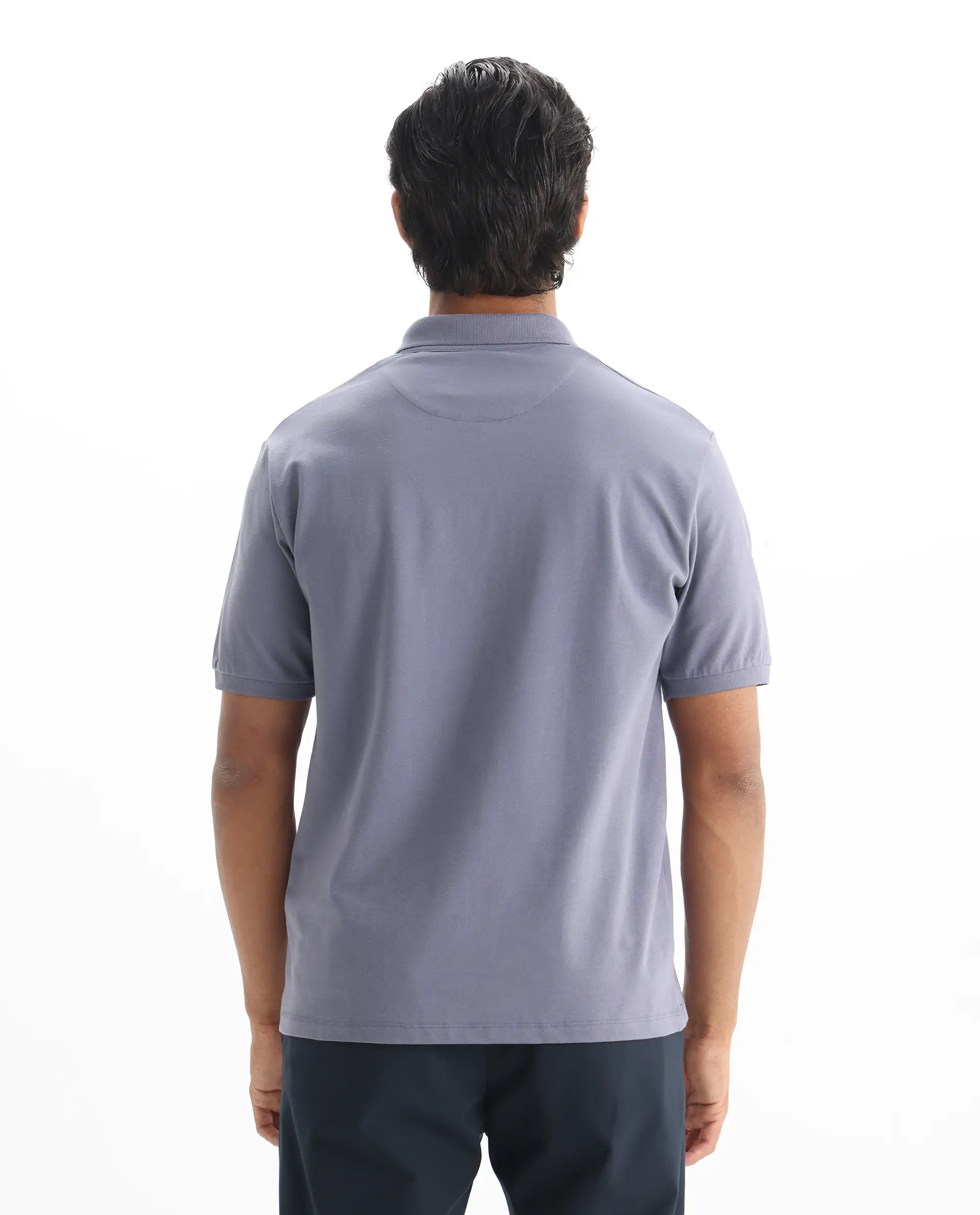 Rare Rabbit Men's Salis-2 Dusky Purple Cotton Plain Regular Fit Half Sleeve Polo - Image 8