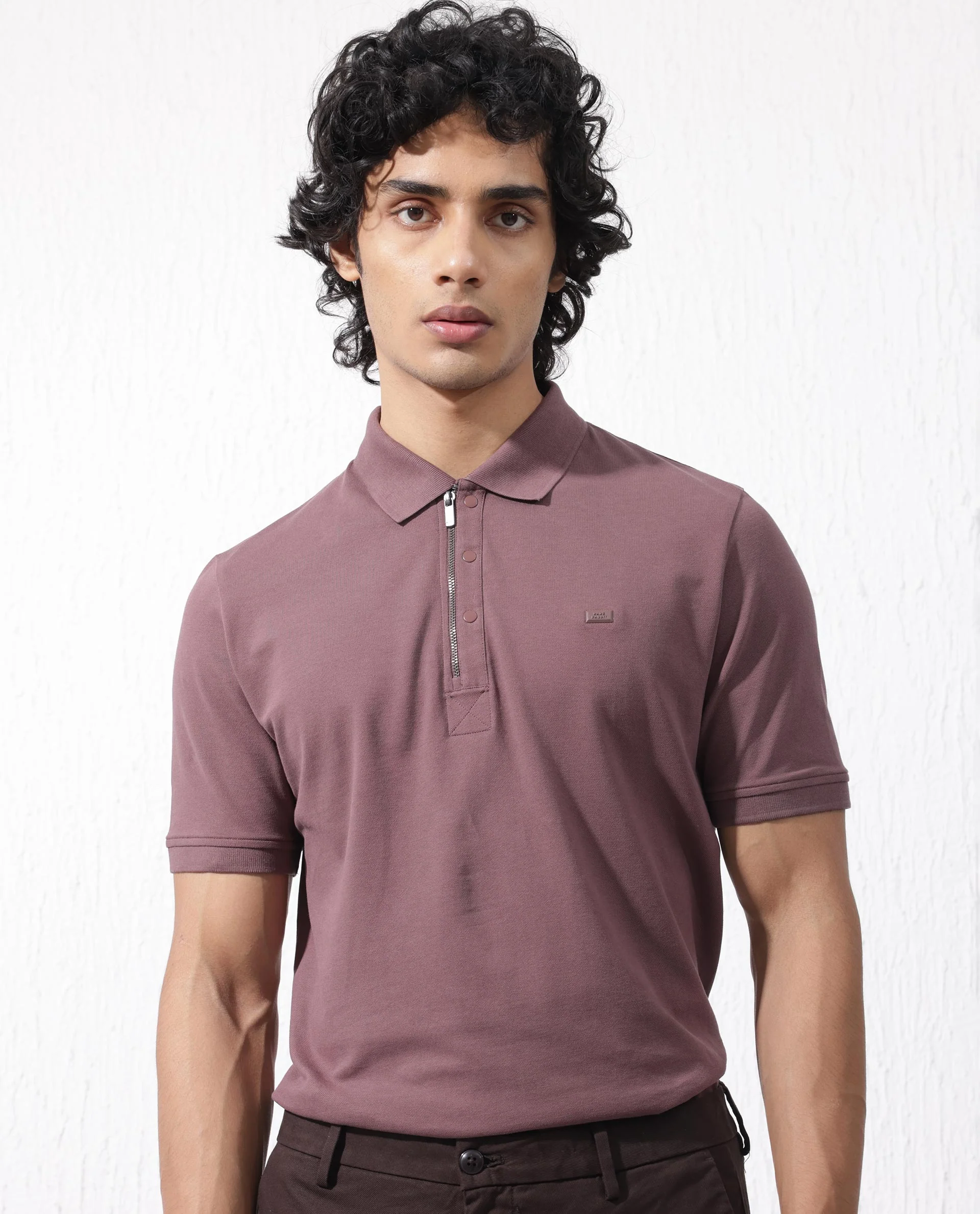 Rare Rabbit Men's Salis2 Maroon Cotton Plain Regular Fit Half Sleeve Polo - Image 4