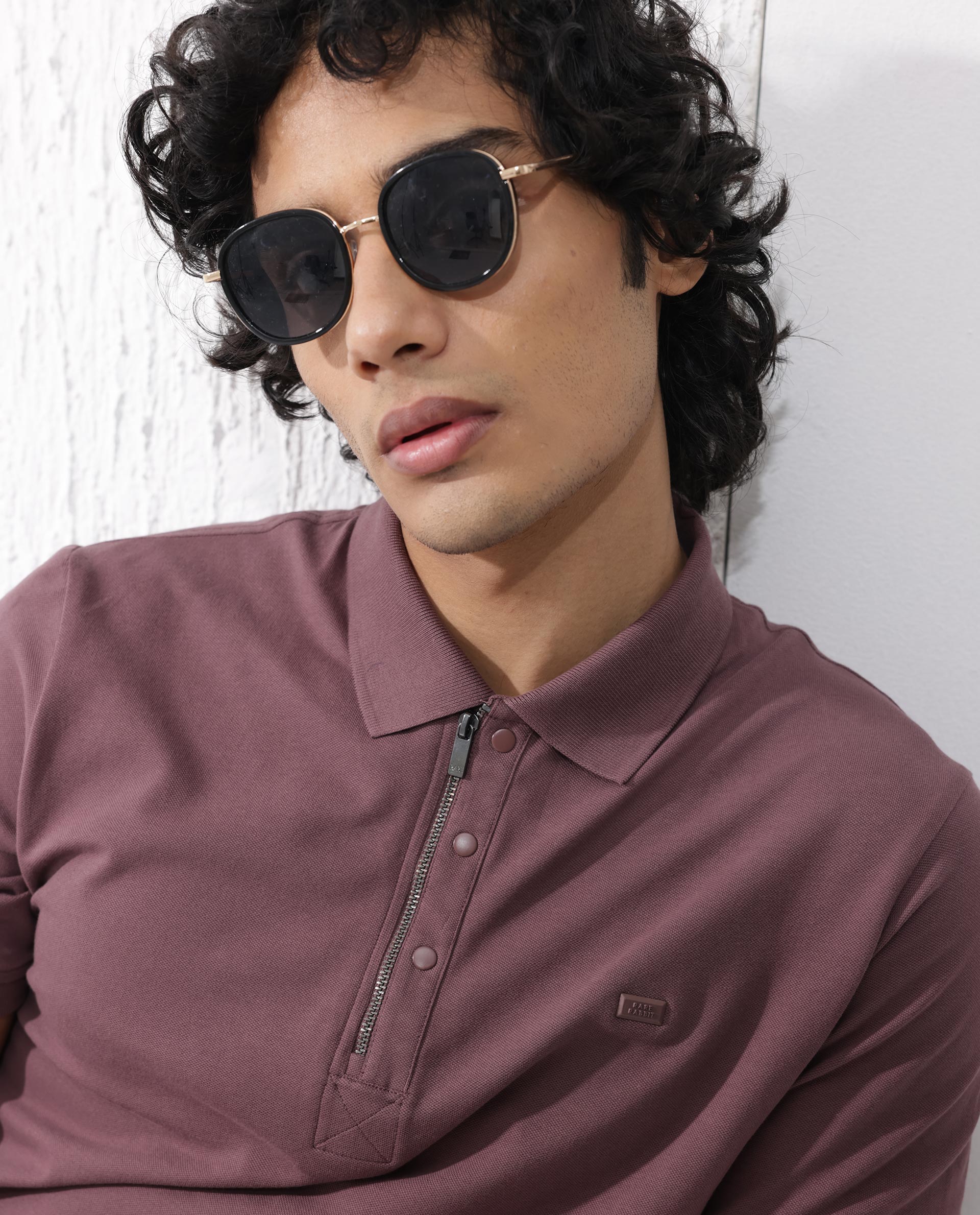 Rare Rabbit Men's Salis2 Maroon Cotton Plain Regular Fit Half Sleeve Polo - Image 5