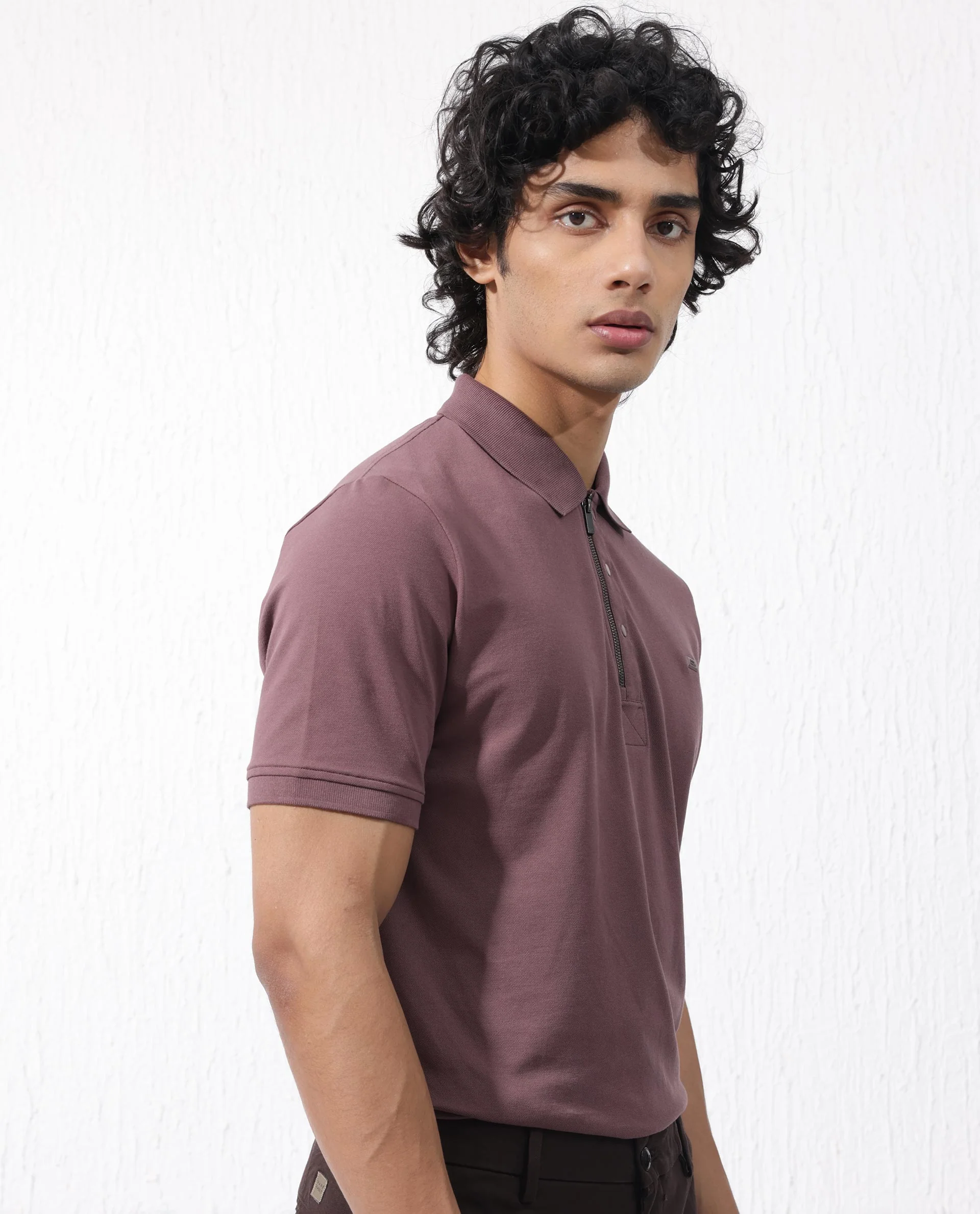Rare Rabbit Men's Salis2 Maroon Cotton Plain Regular Fit Half Sleeve Polo - Image 7