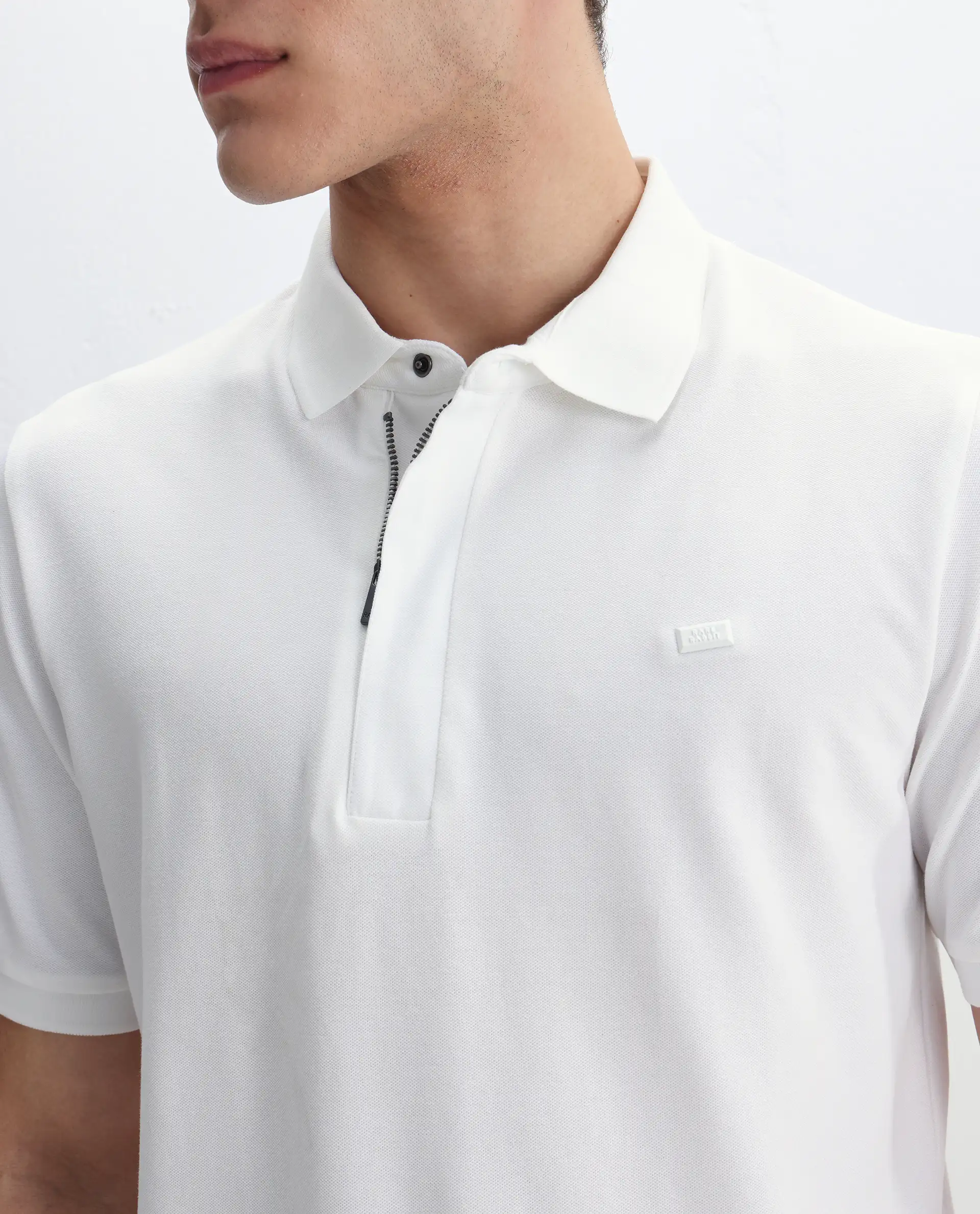 Rare Rabbit Men's Salis-2 White Cotton Plain Regular Fit Half Sleeve Polo - Image 3