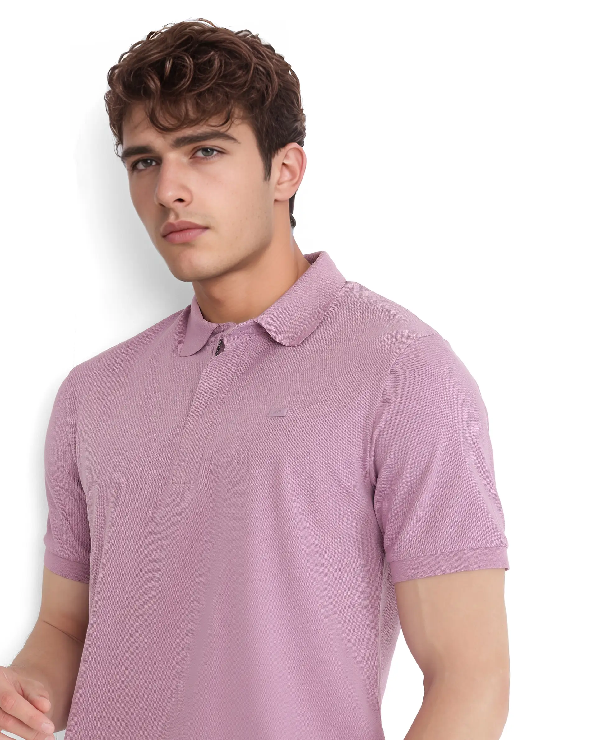 Rare Rabbit Men's Salis-25 Dusky Pink Cotton Blend Plain Regular Fit Half Sleeve Polo - Image 3