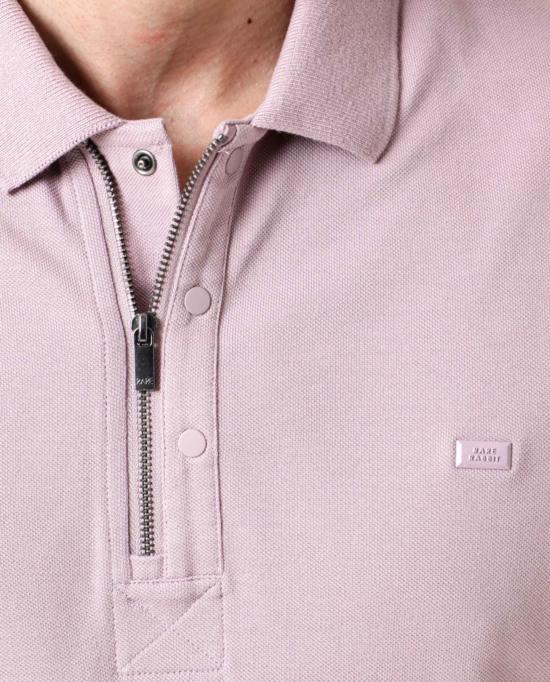 Rare Rabbit Men's Salis Pink Cotton Plain Slim Fit Half Sleeve Polo - Image 3