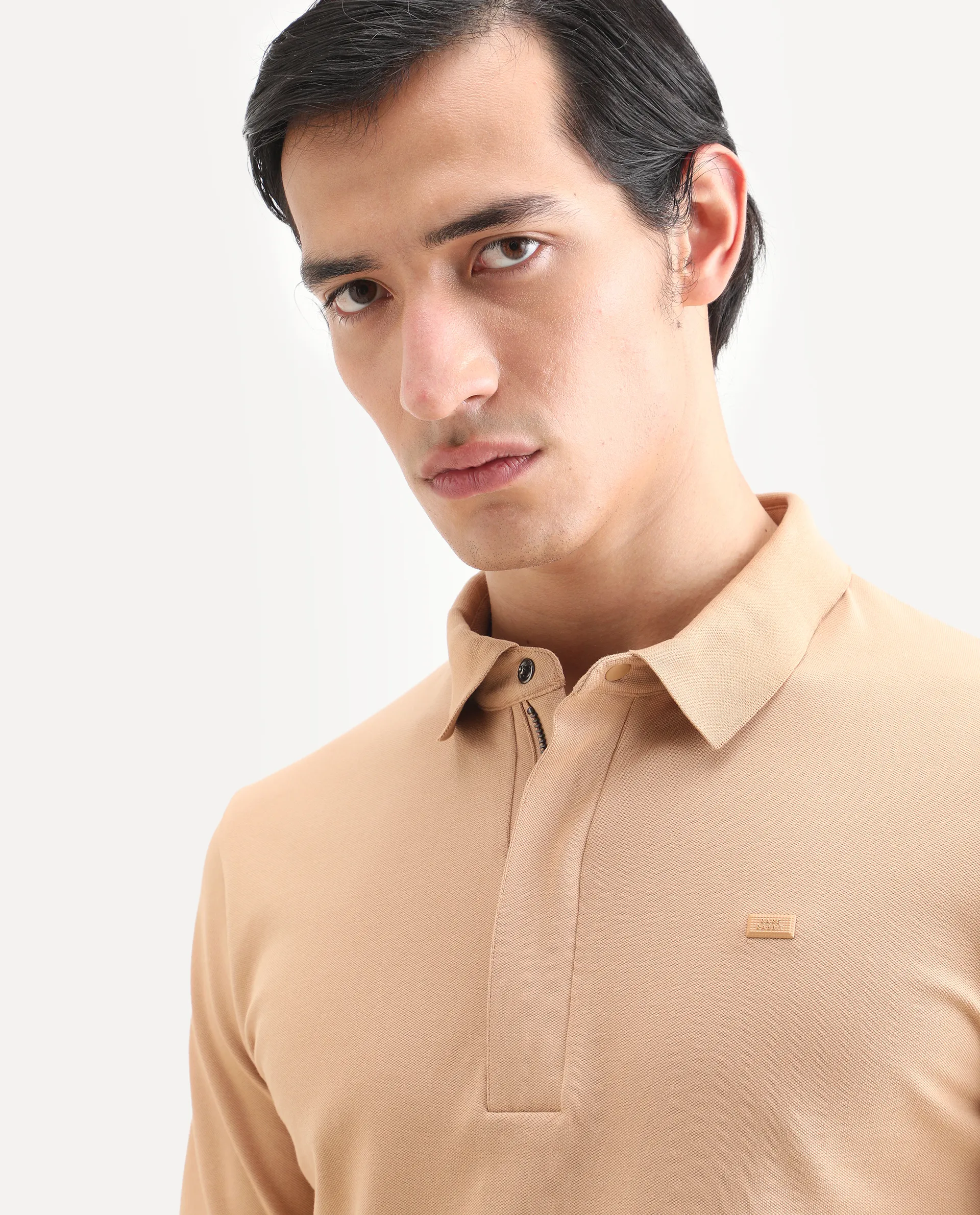 Rare Rabbit Men's Salis-S26 Light Yellow Cotton Blend Fabric Half Sleeve Spread Collar Regular Fit Plain Polo - Image 3