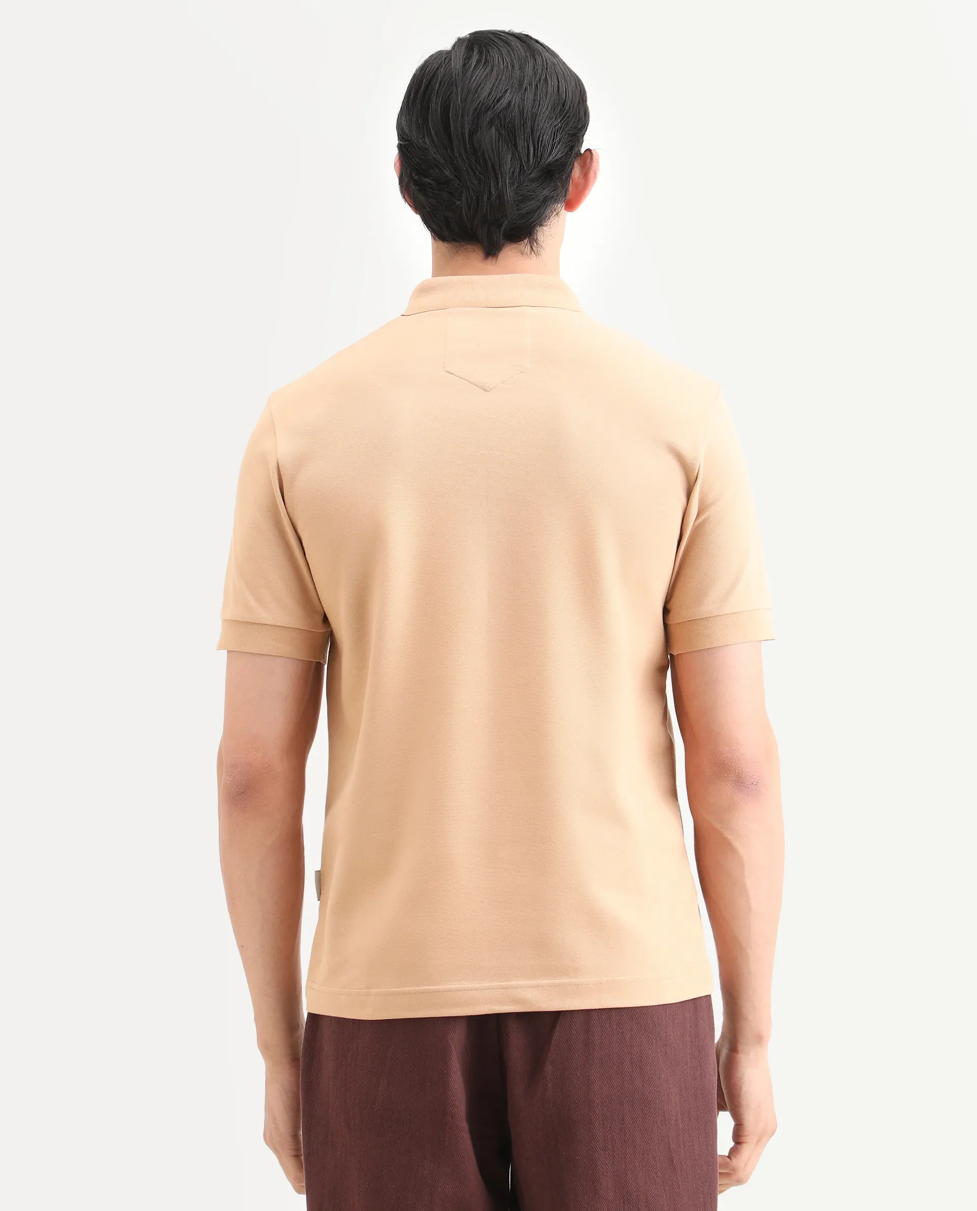 Rare Rabbit Men's Salis-S26 Light Yellow Cotton Blend Fabric Half Sleeve Spread Collar Regular Fit Plain Polo - Image 7
