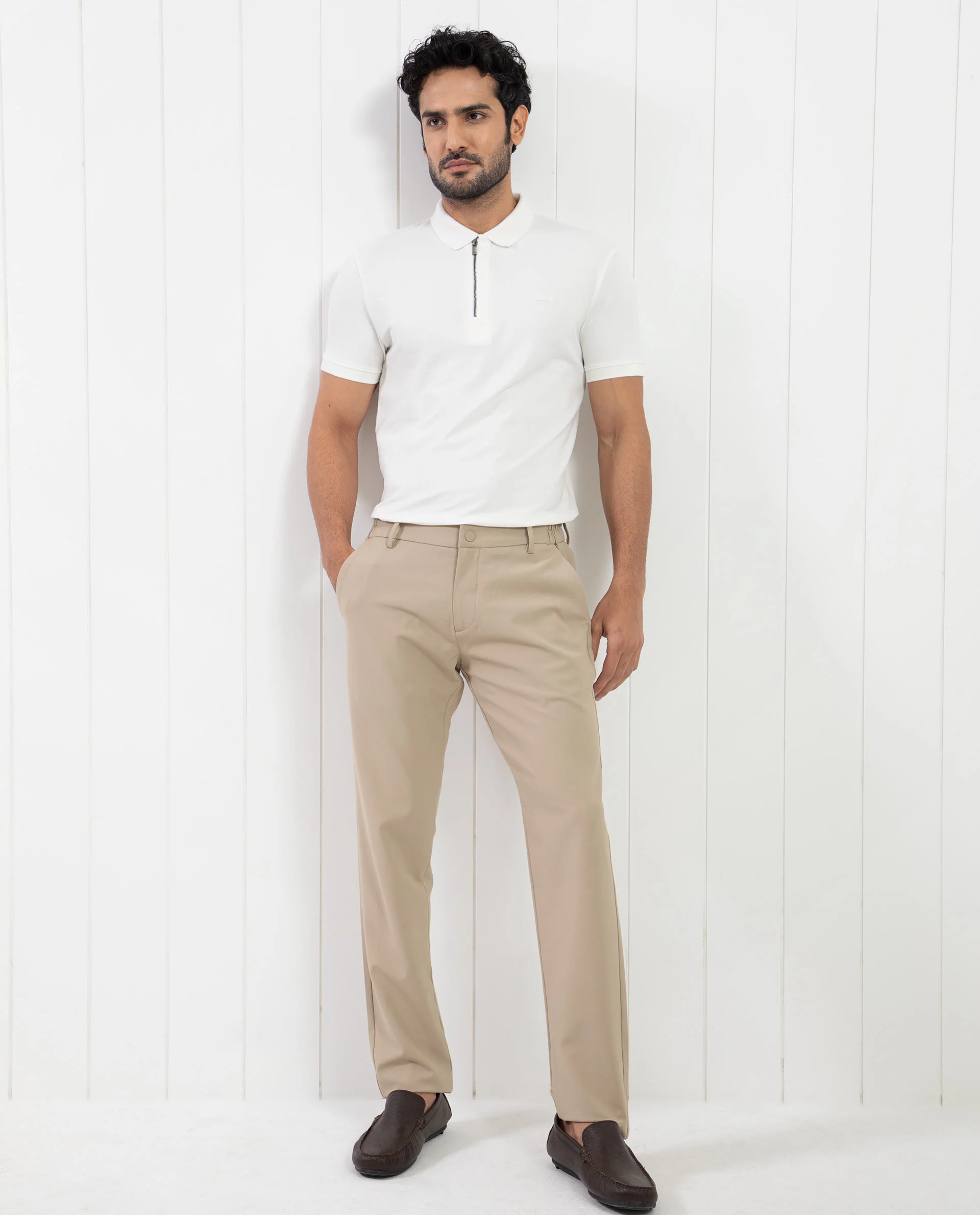 Rare Rabbit Men's Saliso Off White Cotton Plain Regular Fit Half Sleeve Polo - Image 4