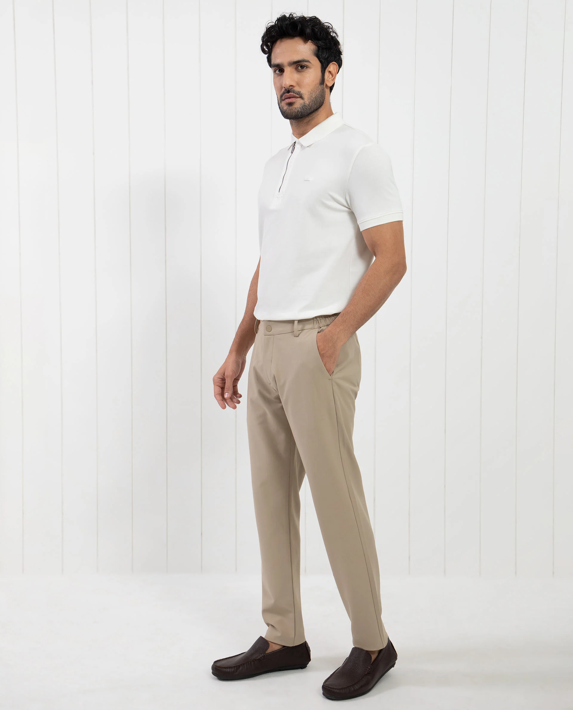 Rare Rabbit Men's Saliso Off White Cotton Plain Regular Fit Half Sleeve Polo - Image 6