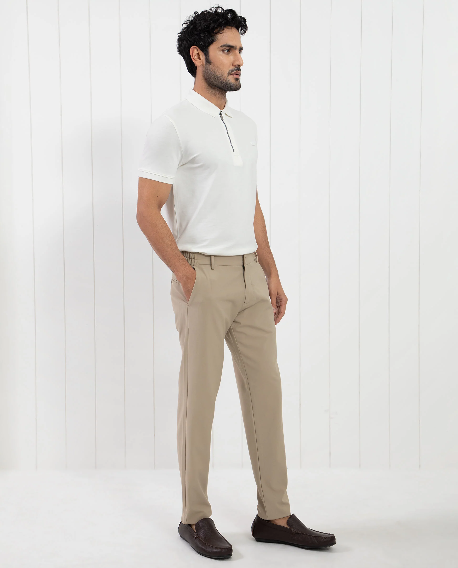 Rare Rabbit Men's Saliso Off White Cotton Plain Regular Fit Half Sleeve Polo - Image 8