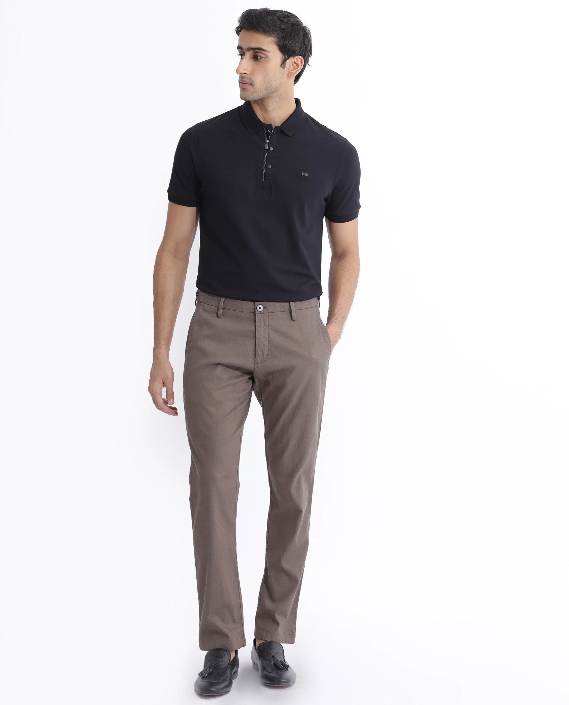 Rare Rabbit Men's Salis-2 Black Cotton Plain Regular Fit Half Sleeve Polo - Image 2