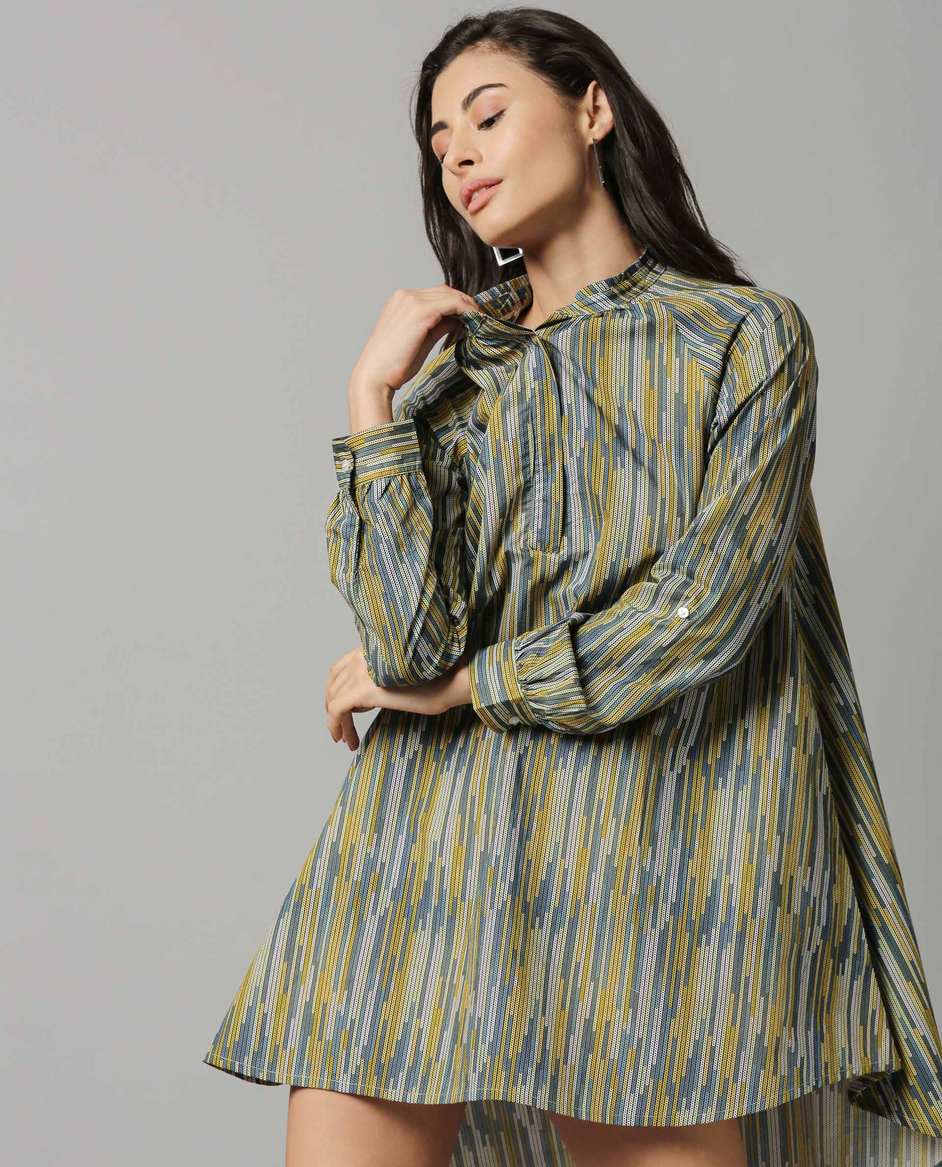 Rareism Women Sally Green Dress Full Sleeves Printed - Image 2