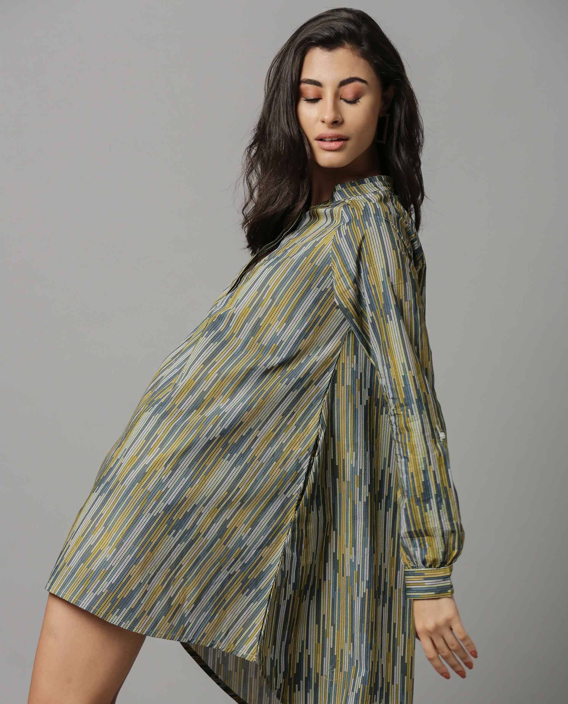 Rareism Women Sally Green Dress Full Sleeves Printed - Image 3