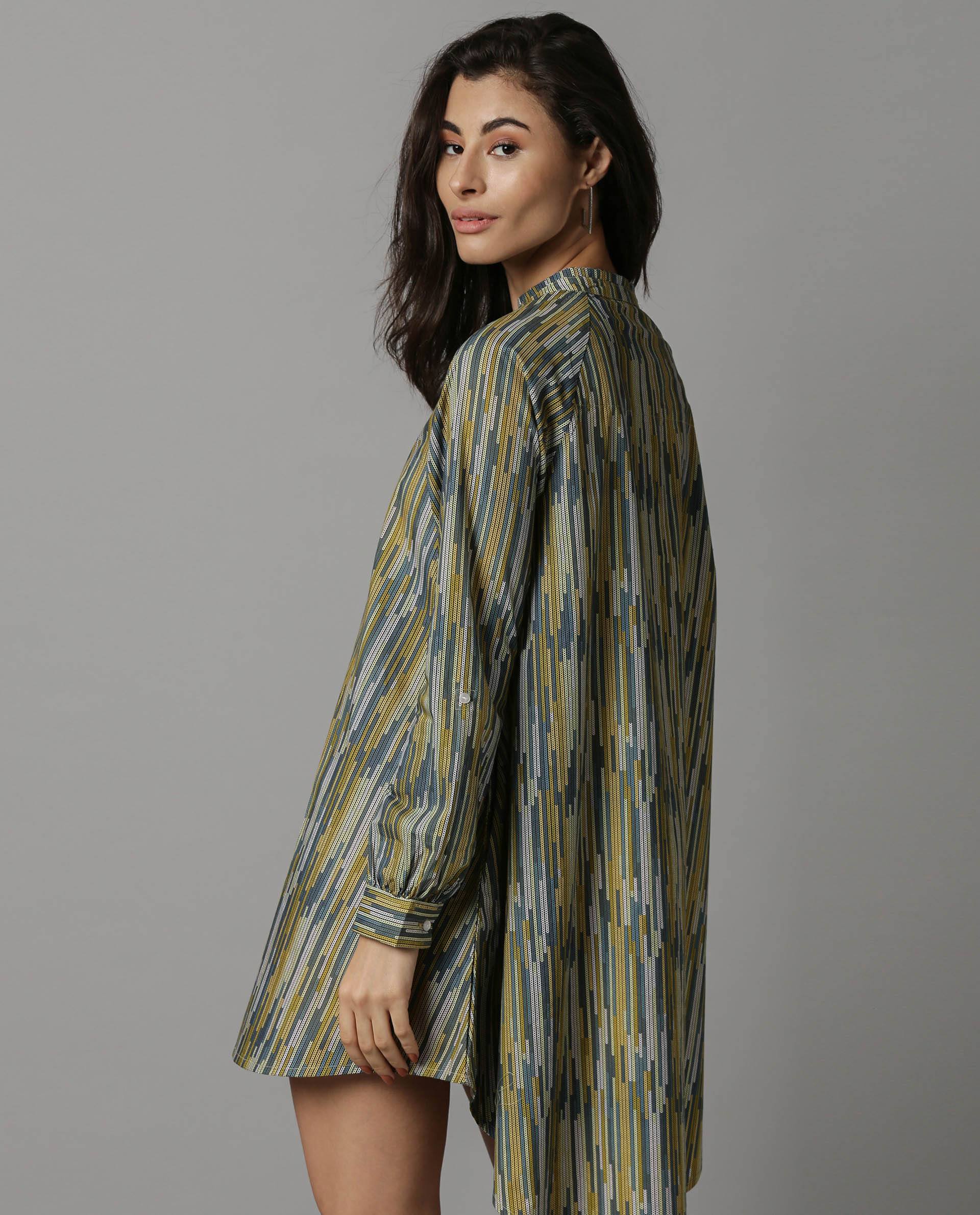 Rareism Women Sally Green Dress Full Sleeves Printed - Image 5