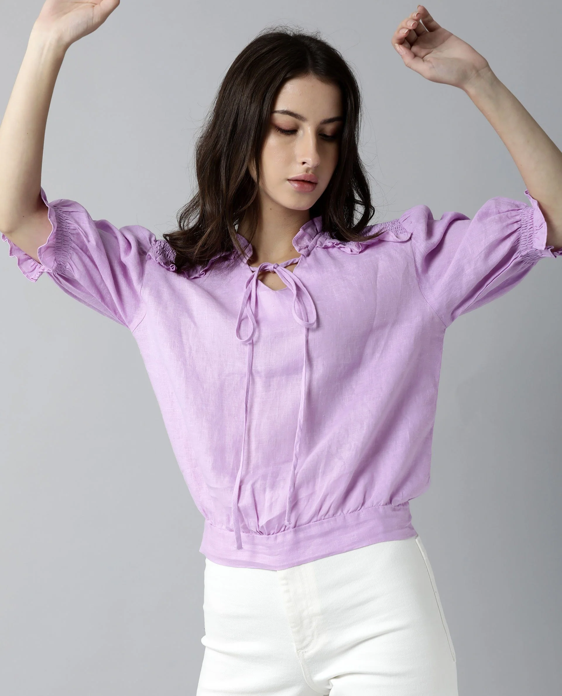 Rareism Women Salsa Purple Top Short Sleeves Solid - Image 3