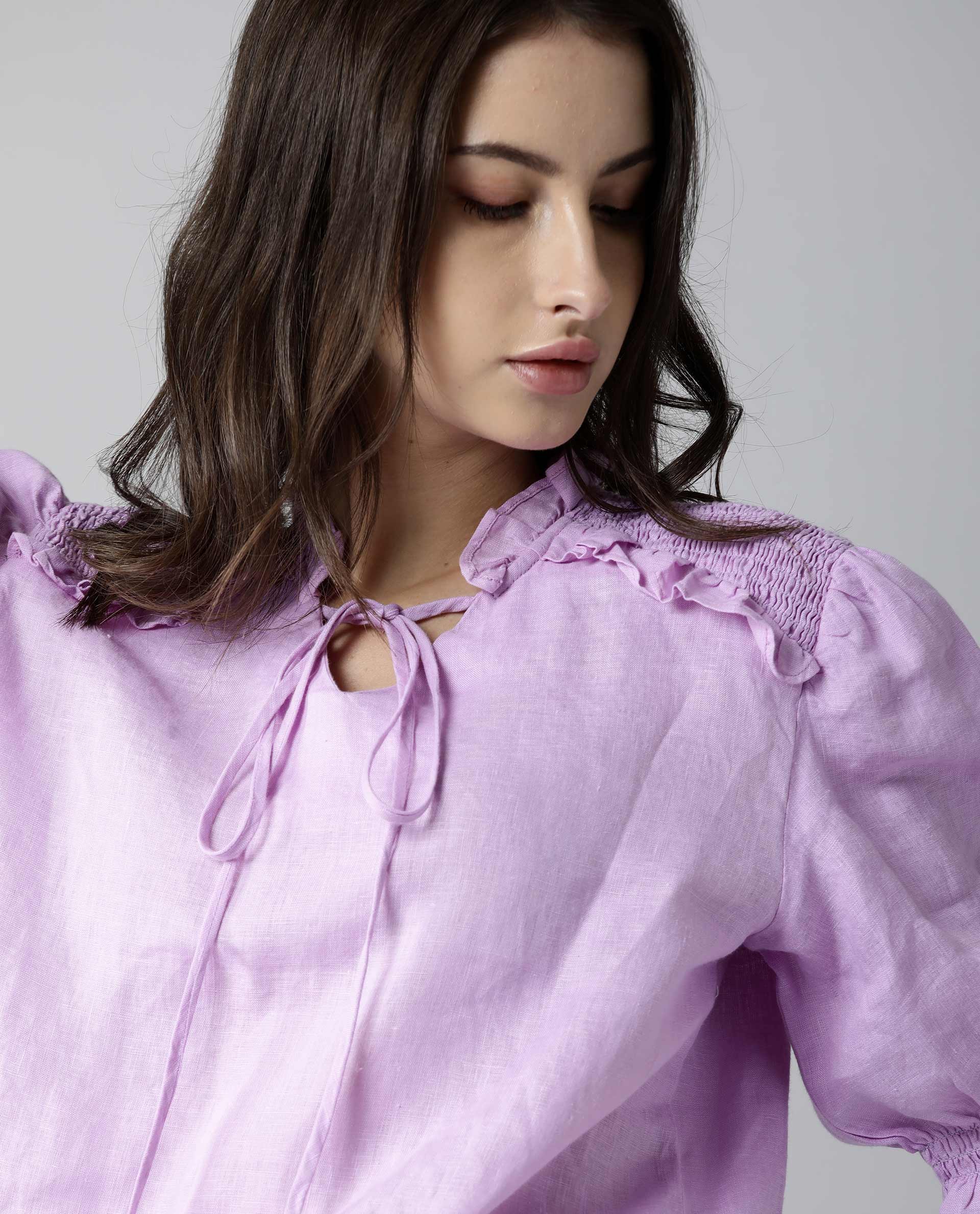 Rareism Women Salsa Purple Top Short Sleeves Solid - Image 4