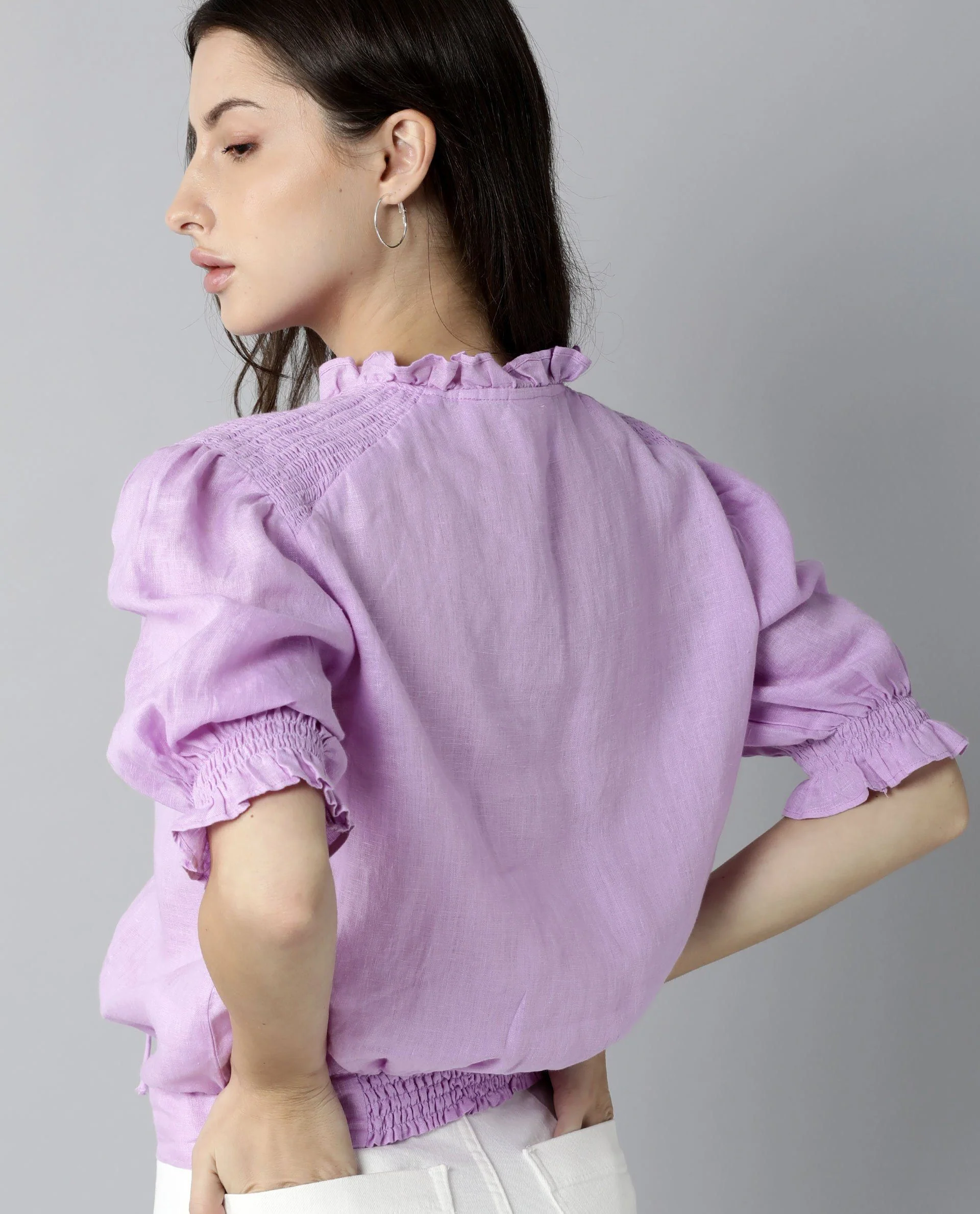 Rareism Women Salsa Purple Top Short Sleeves Solid - Image 5