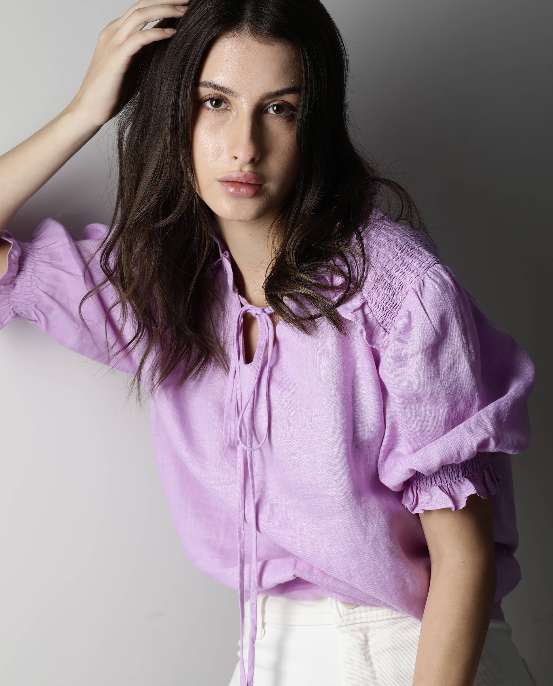 Rareism Women Salsa Purple Top Short Sleeves Solid - Image 7