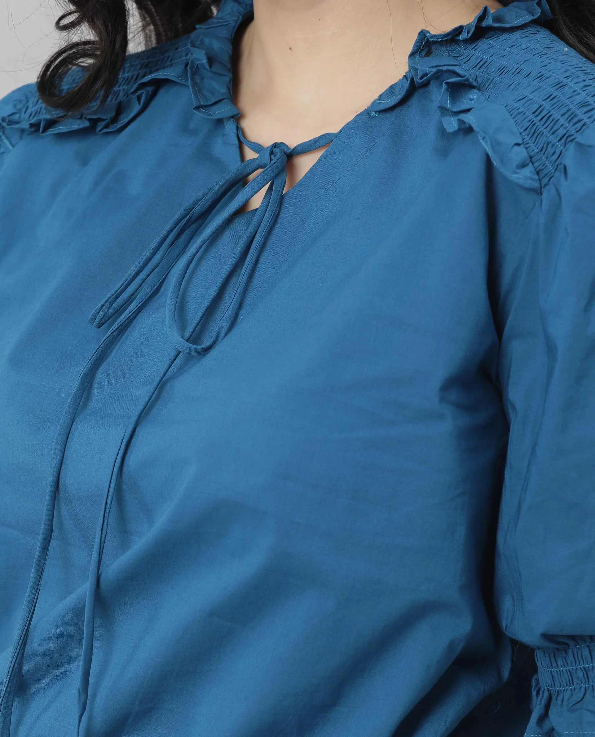 Rareism Women Salsa Blue Top Short Sleeves Solid - Image 5
