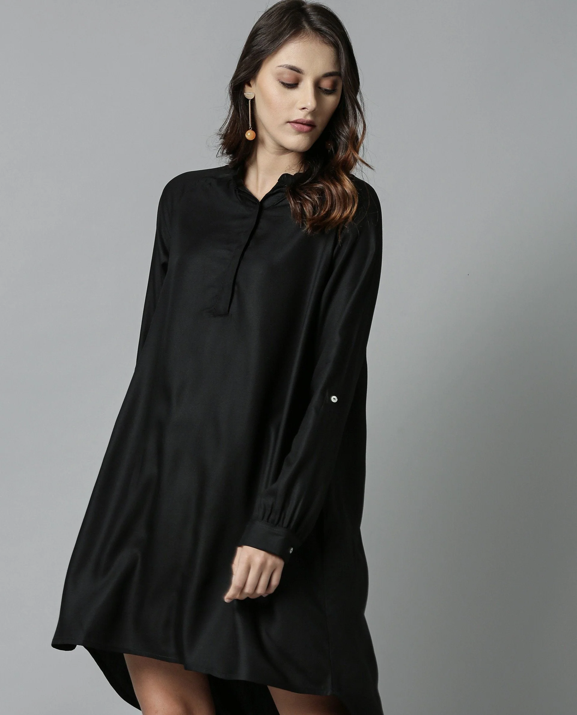 Rareism Women Salt Black Dress Full Sleeves Solid - Image 3