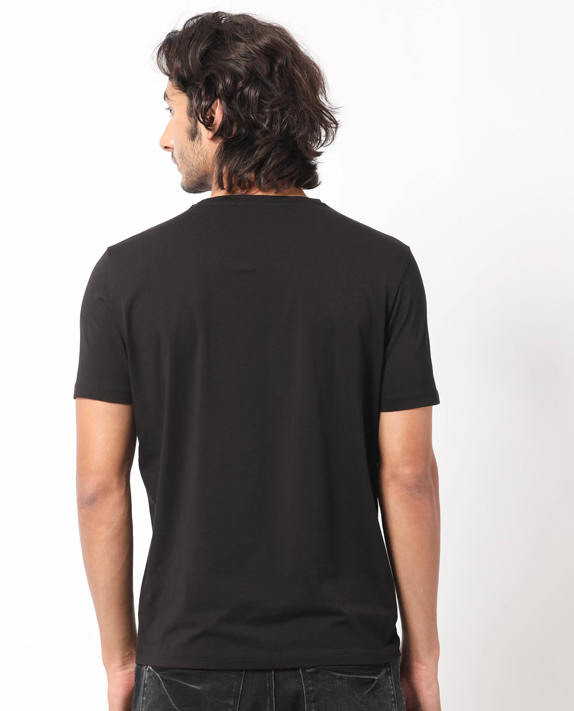 Rare Rabbit Men's Salta Black Cotton Graphic Print Slim Fit Half Sleeve Crew Neck T-Shirt - Image 9