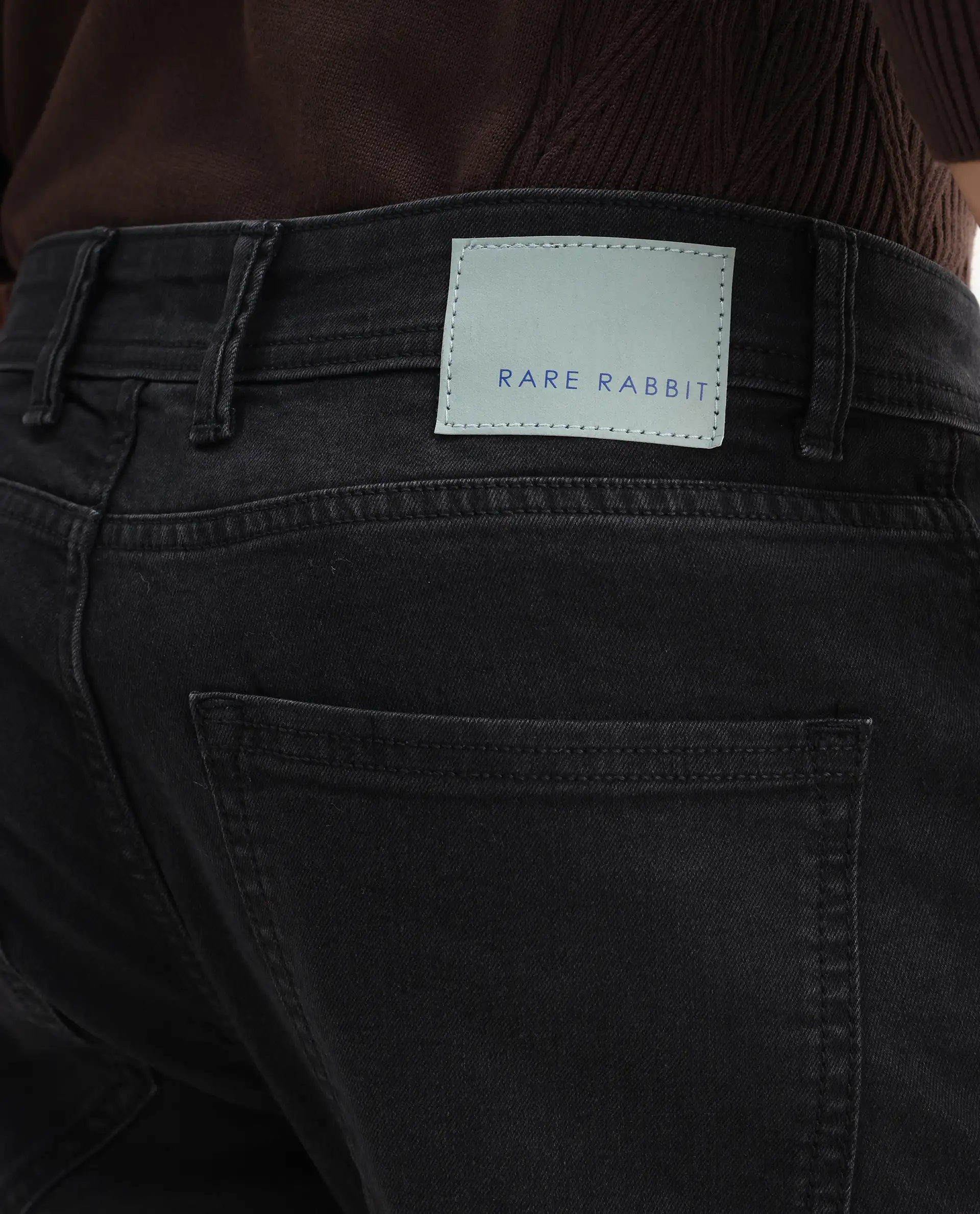 Rare Rabbit Men's Sam-2 Black Cotton Plain Kurt Carrot Fit Jeans - Image 5