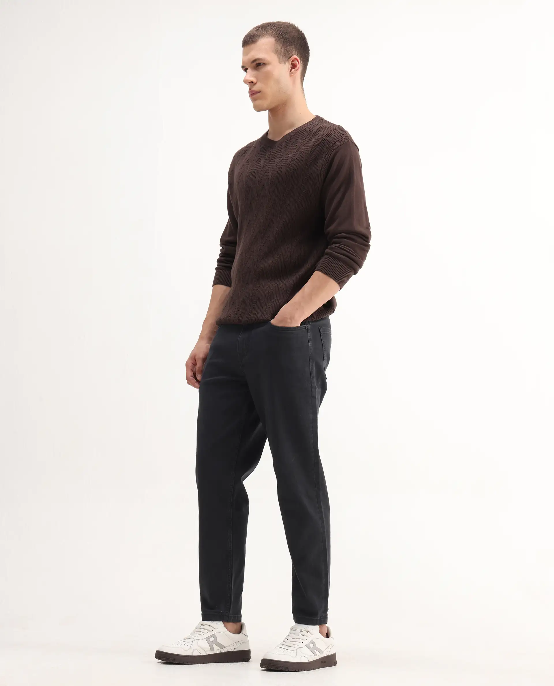 Rare Rabbit Men's Sam-2 Black Cotton Plain Kurt Carrot Fit Jeans - Image 7