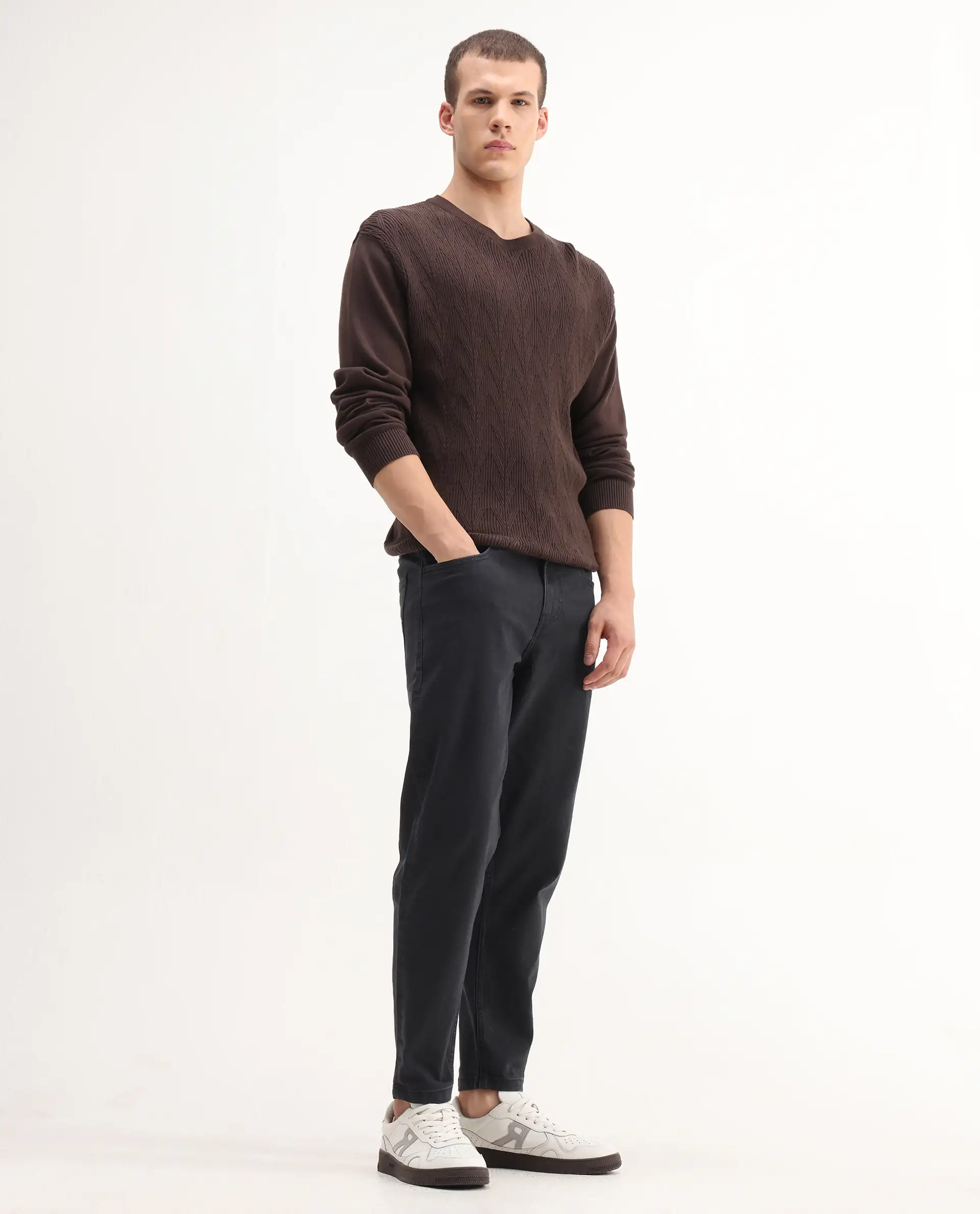 Rare Rabbit Men's Sam-2 Black Cotton Plain Kurt Carrot Fit Jeans - Image 8