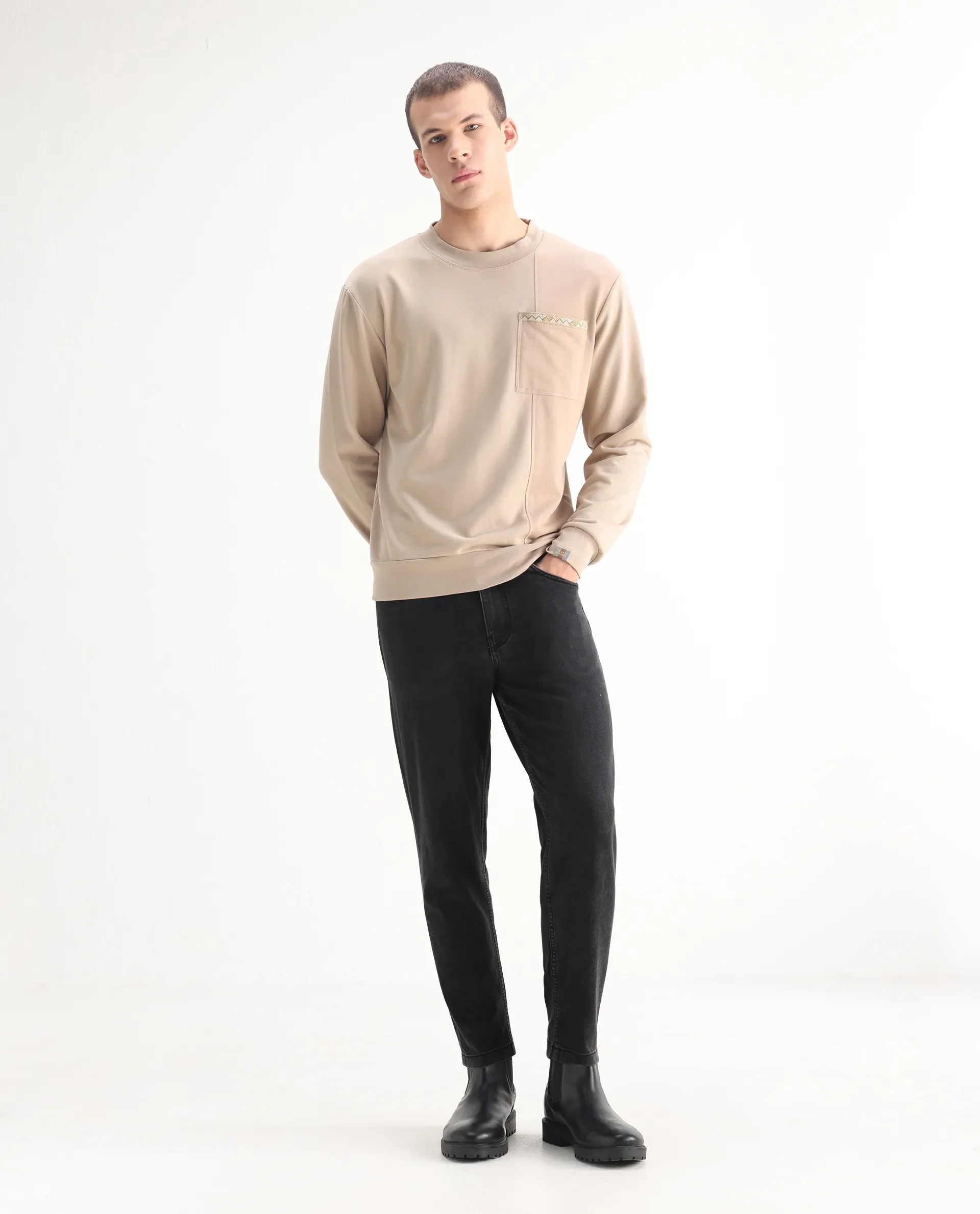Rare Rabbit Men's Sam Black Cotton Plain Kurt Carrot Fit Jeans - Image 3
