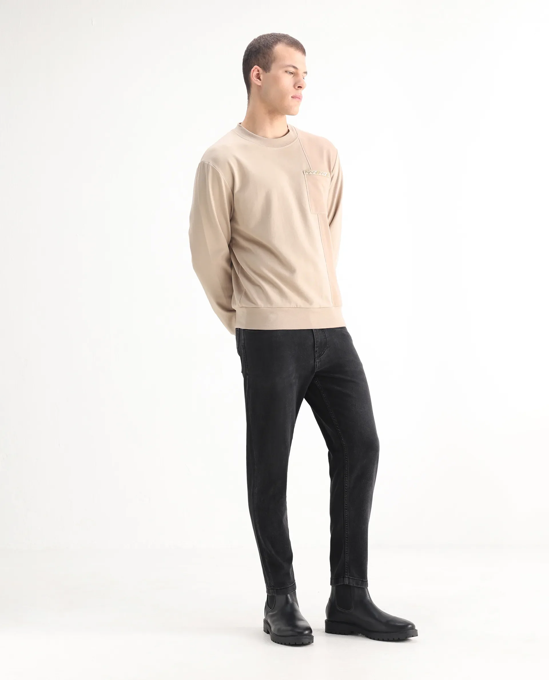 Rare Rabbit Men's Sam Black Cotton Plain Kurt Carrot Fit Jeans - Image 7