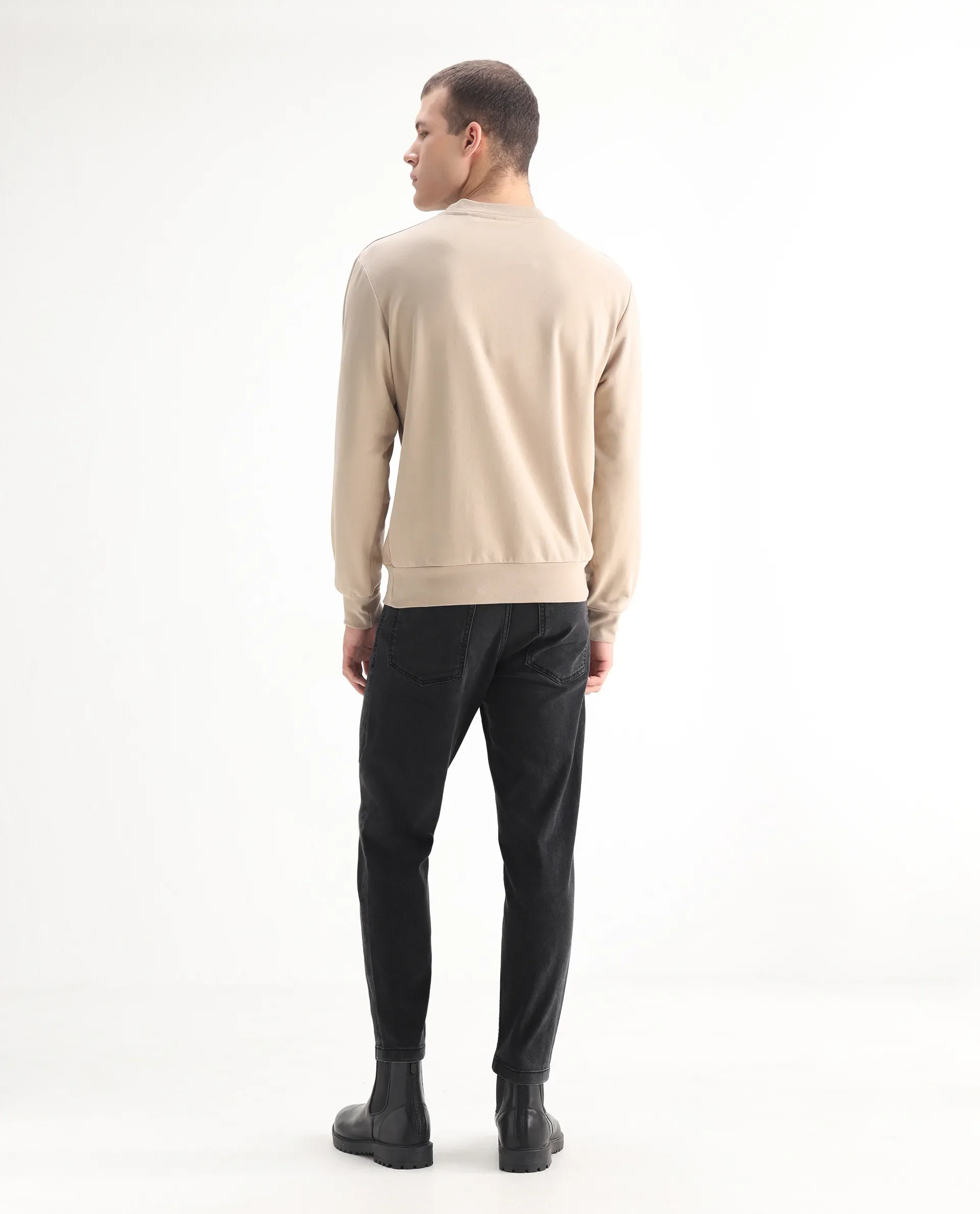 Rare Rabbit Men's Sam Black Cotton Plain Kurt Carrot Fit Jeans - Image 9