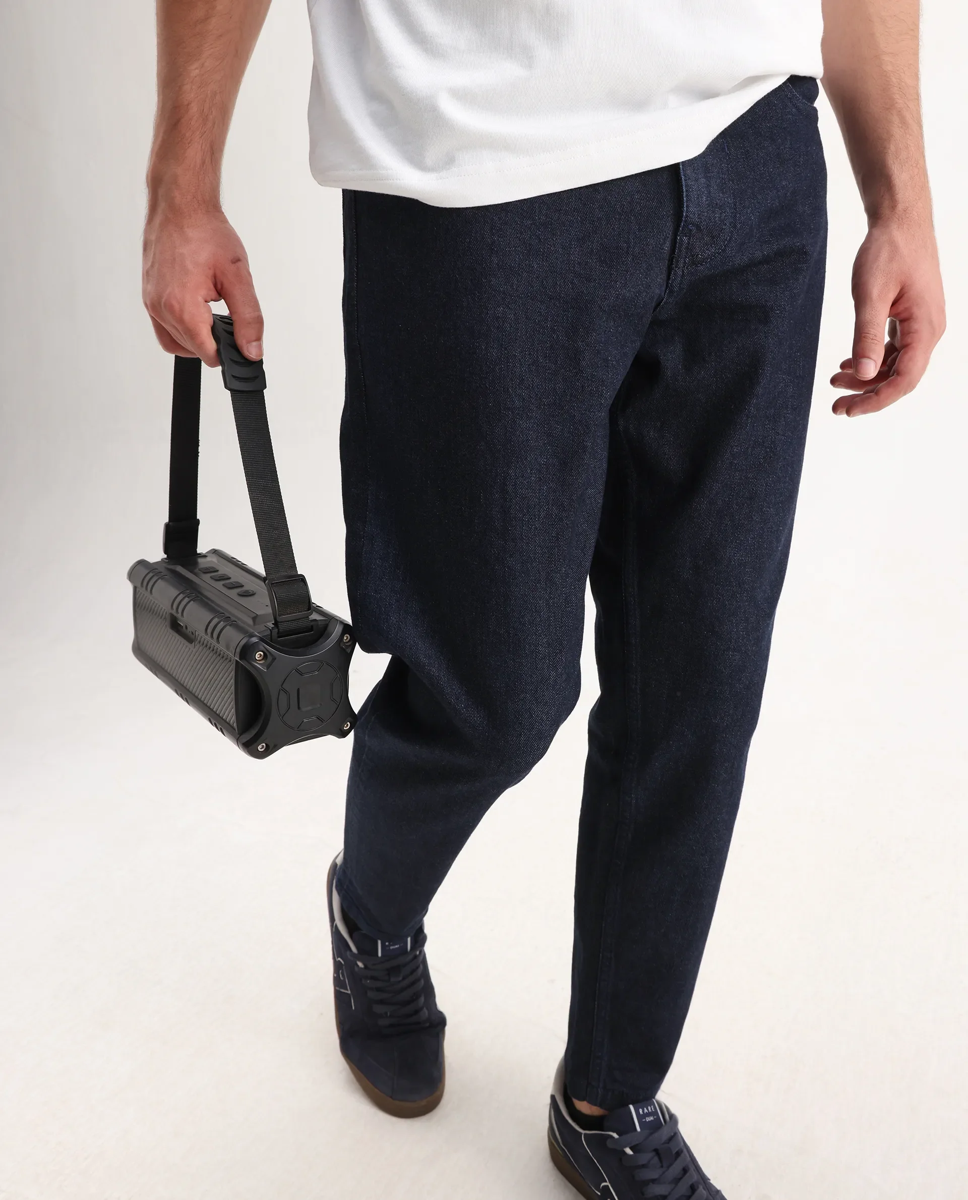 Rare Rabbit Men's Sam Dark Blue Cotton Plain Kurt Carrot Fit Jeans - Image 2