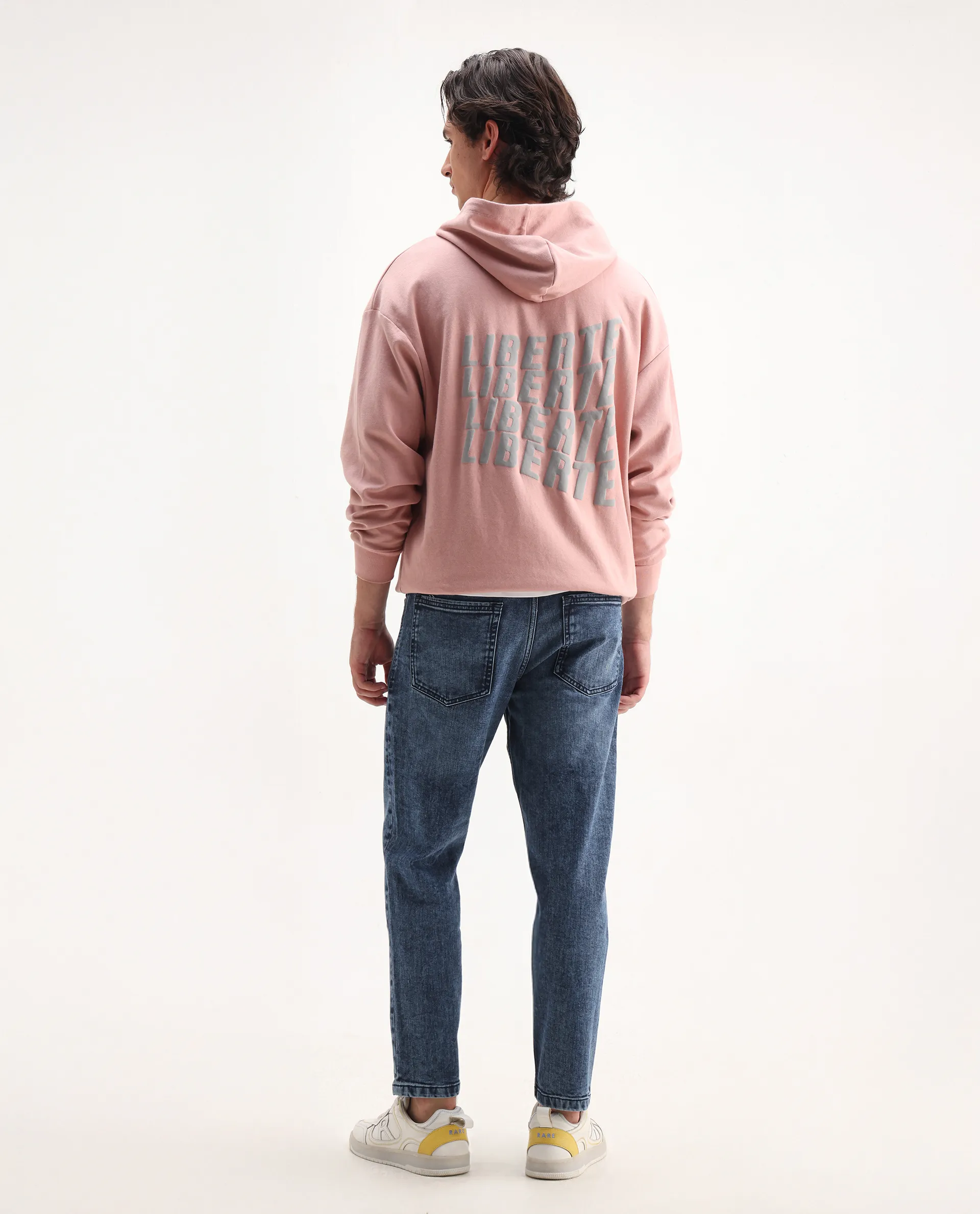 Rare Rabbit Men's Sam Dusky Blue Cotton Plain Kurt Carrot Fit Jeans - Image 5