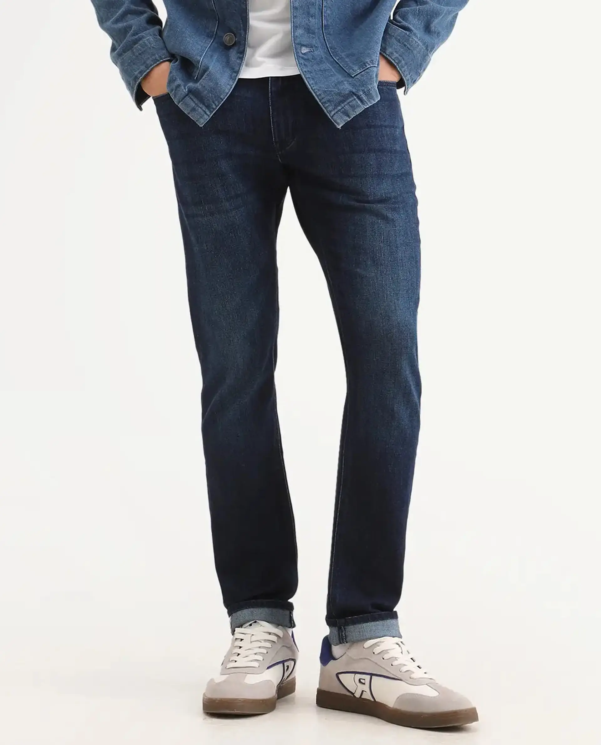 Rare Rabbit Men's Samm Dark Blue Cotton Blend Fabric Hawk Slim Fit Jeans - Image 10