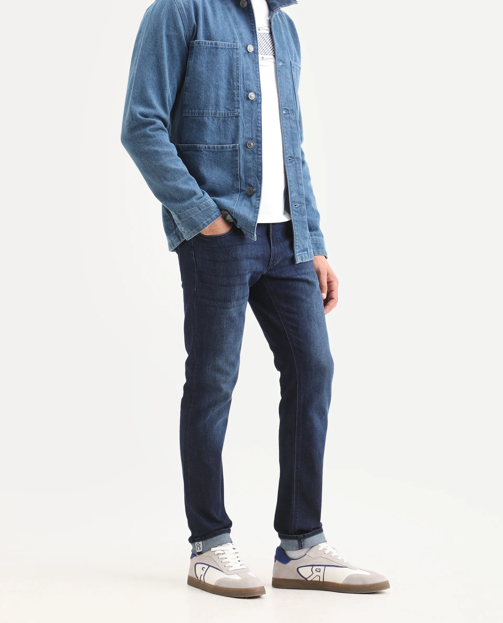 Rare Rabbit Men's Samm Dark Blue Cotton Blend Fabric Hawk Slim Fit Jeans - Image 3