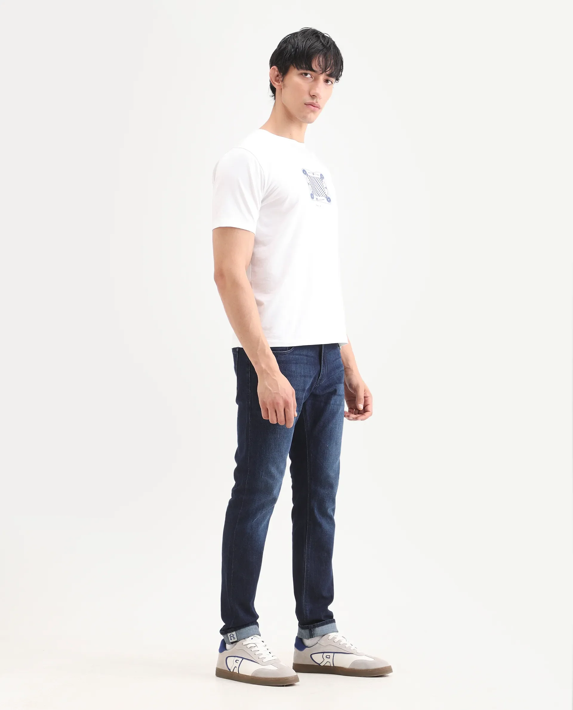 Rare Rabbit Men's Samm Dark Blue Cotton Blend Fabric Hawk Slim Fit Jeans - Image 7