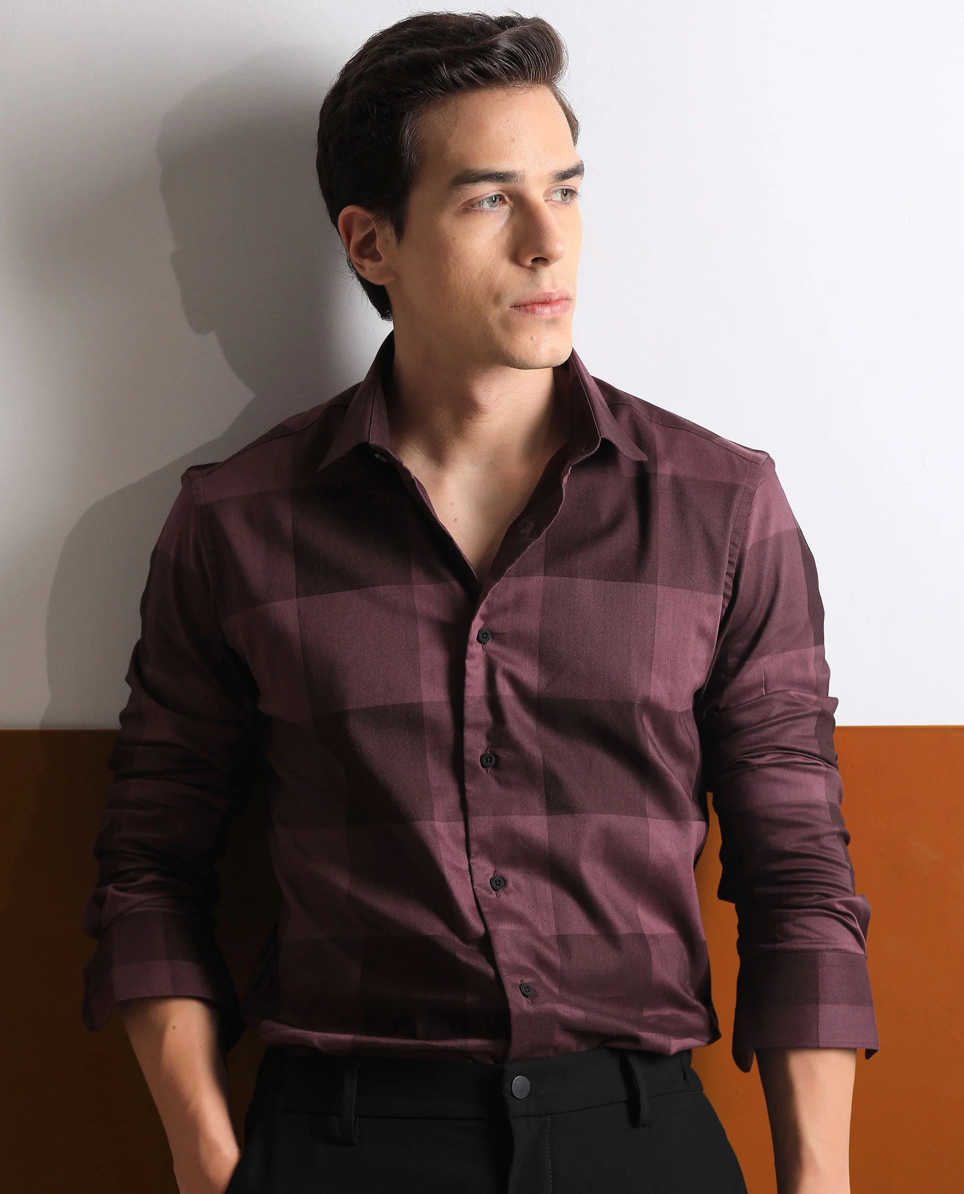 Rare Rabbit Men's Santhe Maroon Cotton Checked Print Regular Fit Full Sleeve Collared Shirt - Image 7
