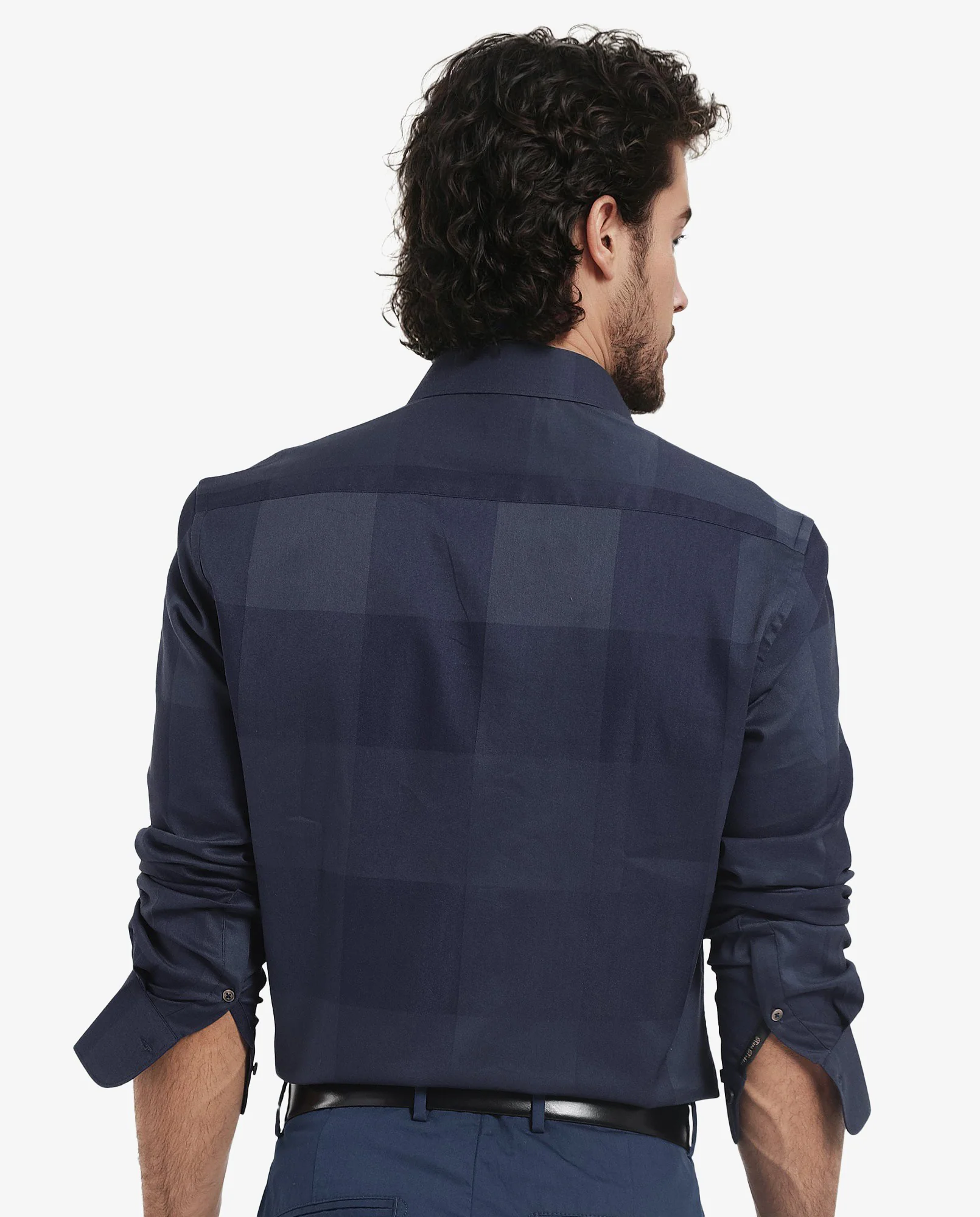 Rare Rabbit Men's Santhe Navy Cotton Checked Print Regular Fit Full Sleeve Collared Shirt - Image 7