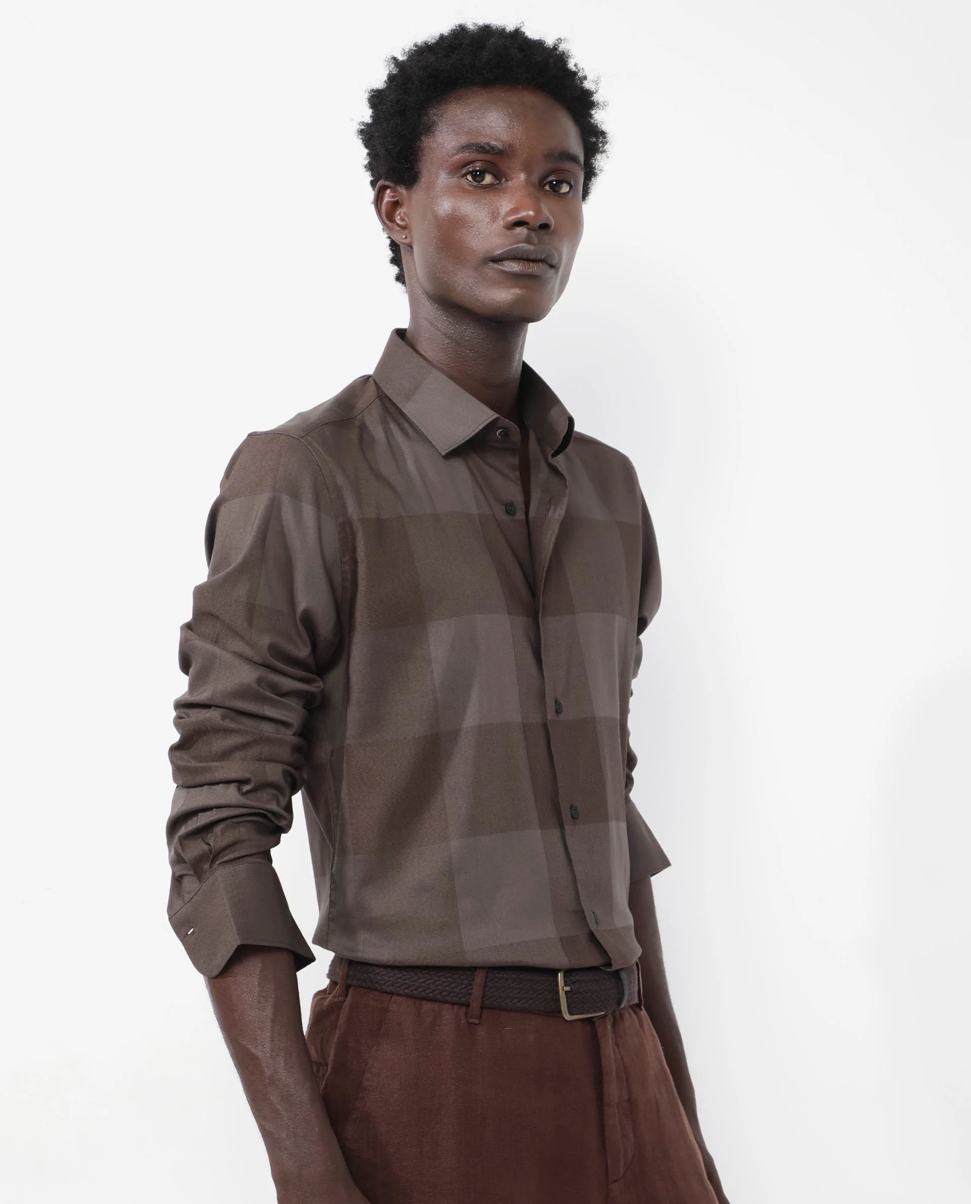 Rare Rabbit Men's Santhe Olive Cotton Checked Print Regular Fit Full Sleeve Collared Shirt - Image 7