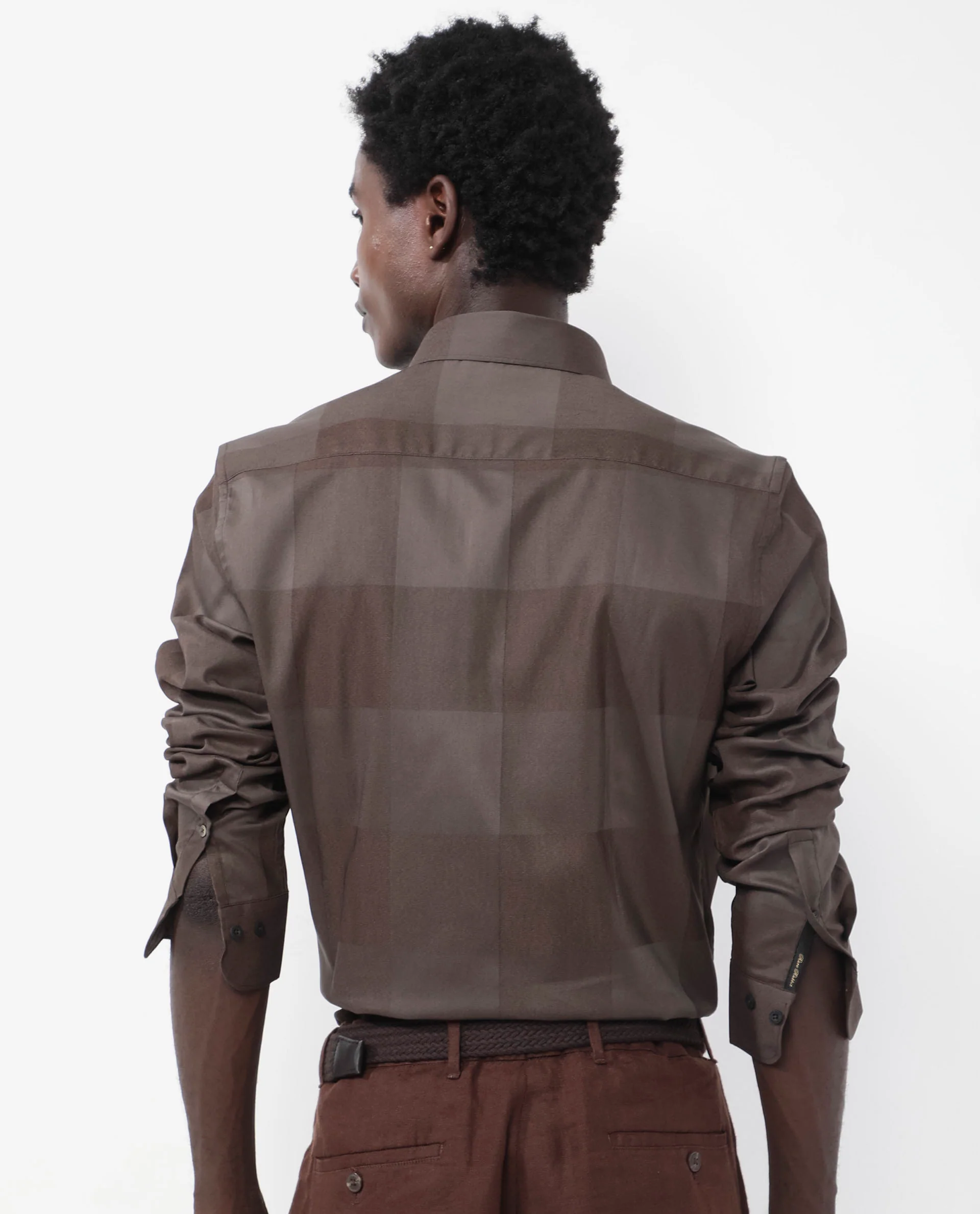 Rare Rabbit Men's Santhe Olive Cotton Checked Print Regular Fit Full Sleeve Collared Shirt - Image 9