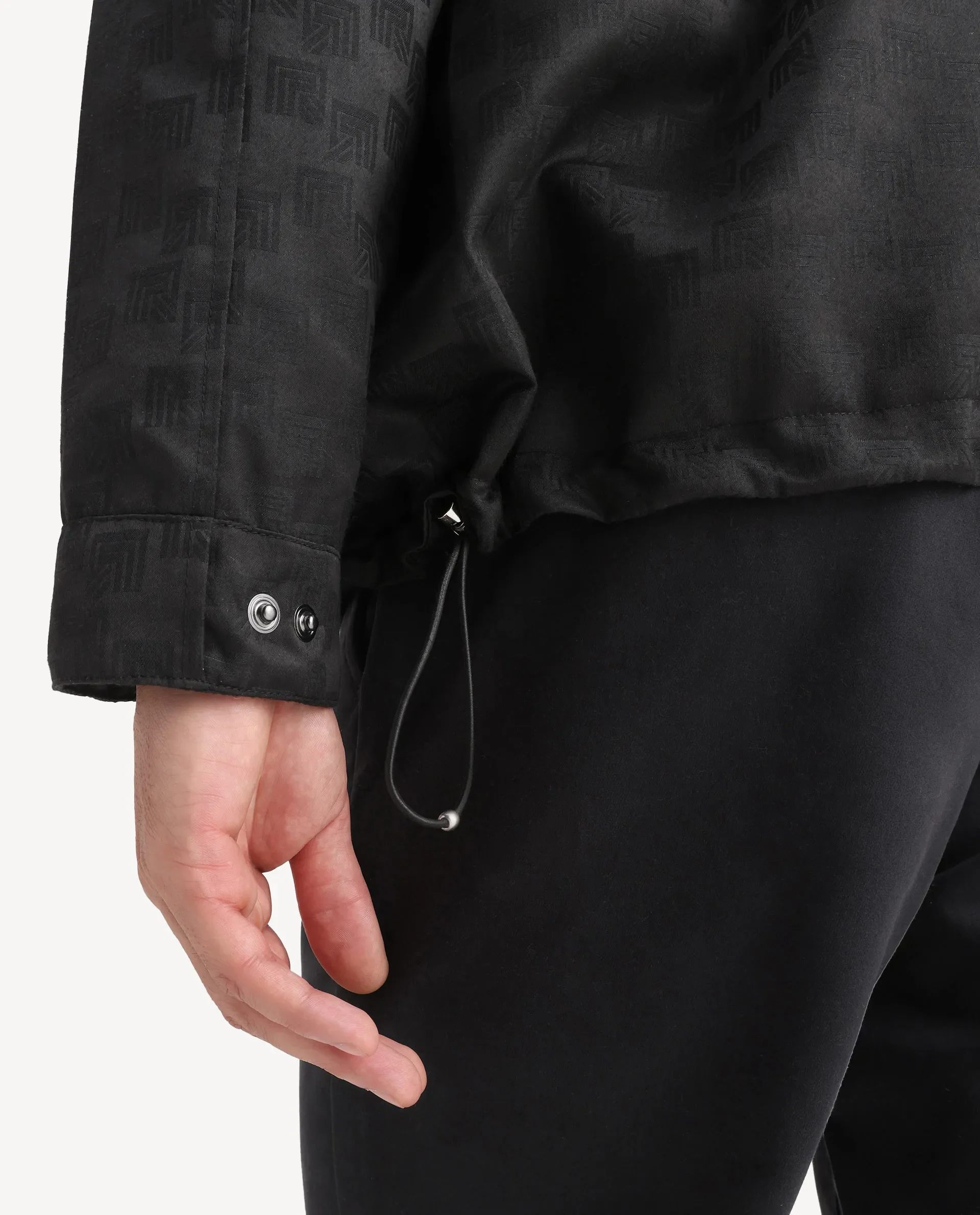 Rare Rabbit Men's Sappon-25 Black Polyester Monogram Print Boxy Fit Full Sleeve Hooded Jacket - Image 5