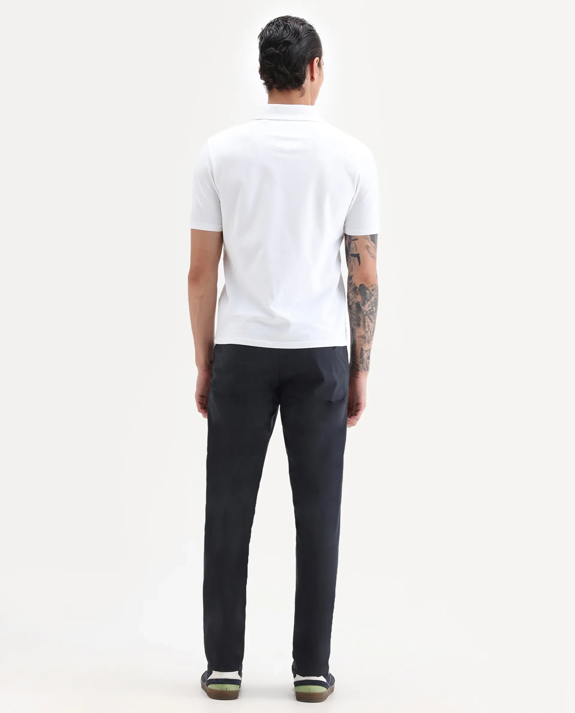 Rare Rabbit Men's Sapporo Navy Cotton Plain Slim Fit Trouser - Image 8