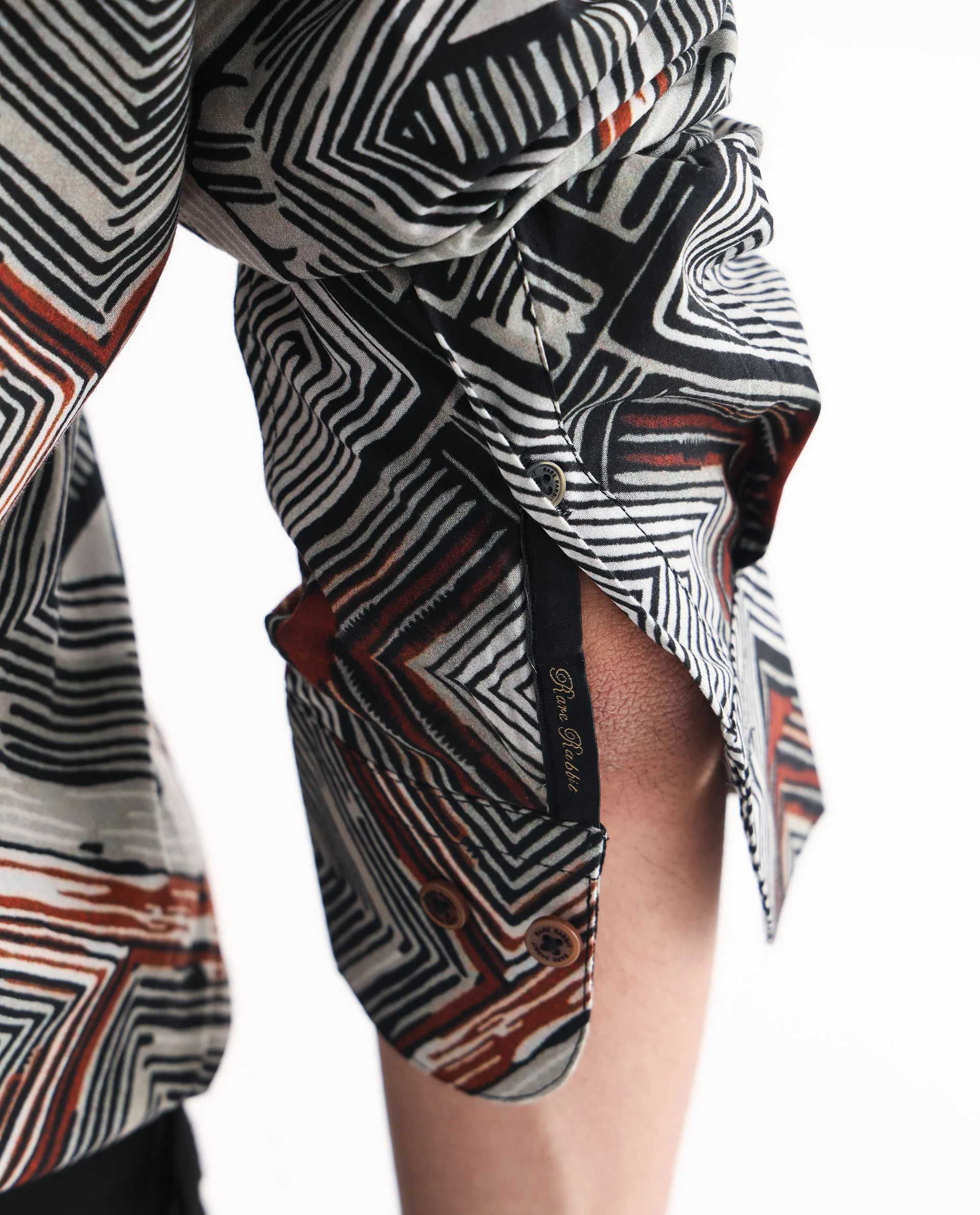 Rare Rabbit Men's Sart Brown Cotton Geometric Print Regular Fit Full Sleeve Collared Shirt - Image 4