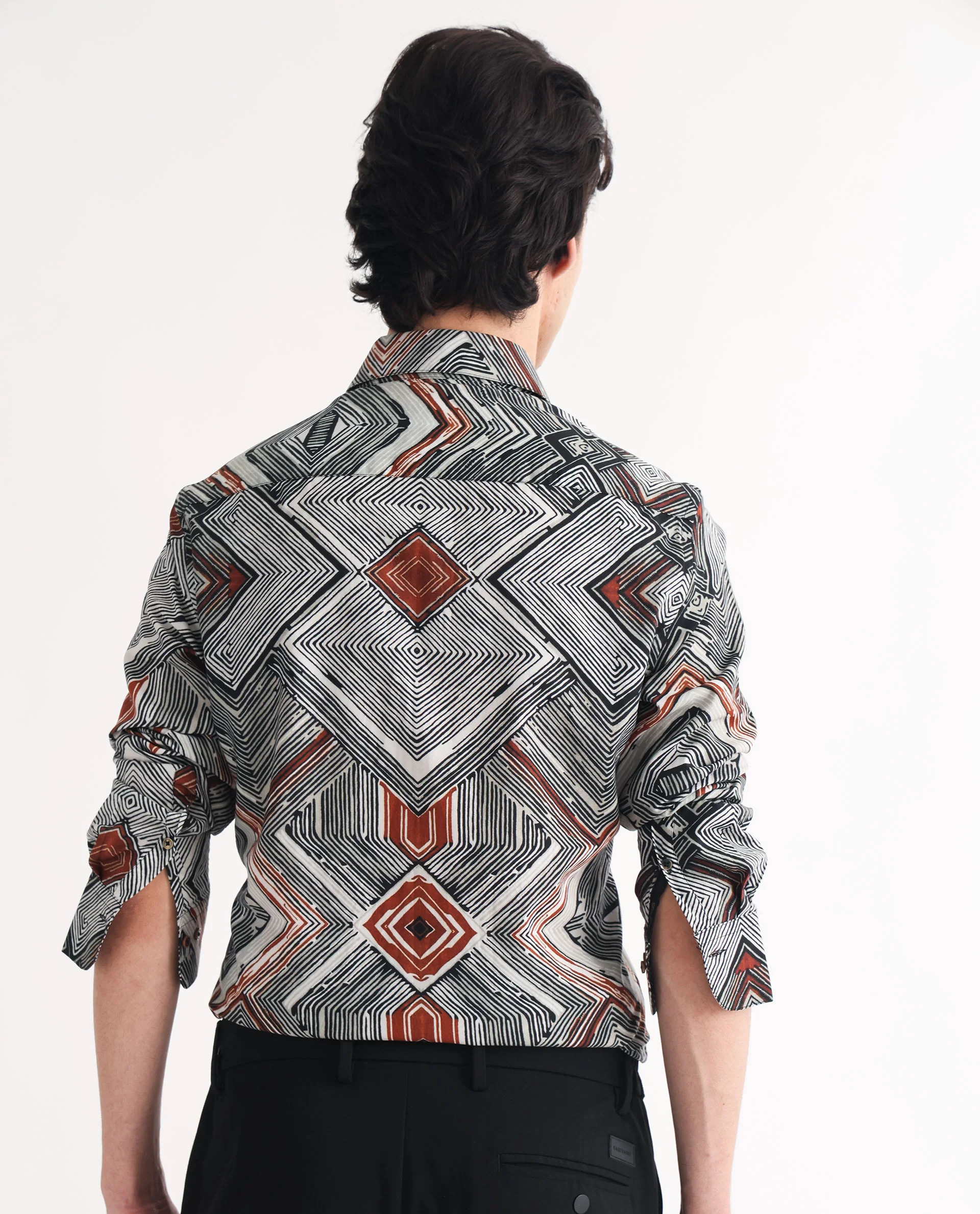 Rare Rabbit Men's Sart Brown Cotton Geometric Print Regular Fit Full Sleeve Collared Shirt - Image 9