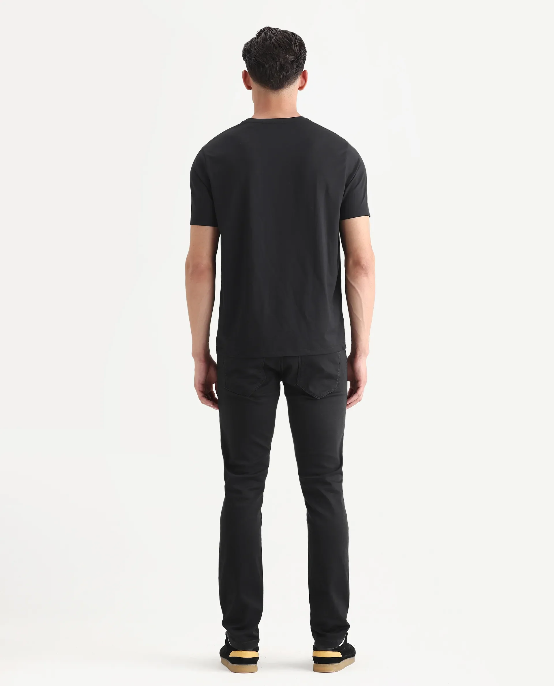 Rare Rabbit Men's Satinx Black Cotton Plain Hawk Slim Fit Jeans - Image 8