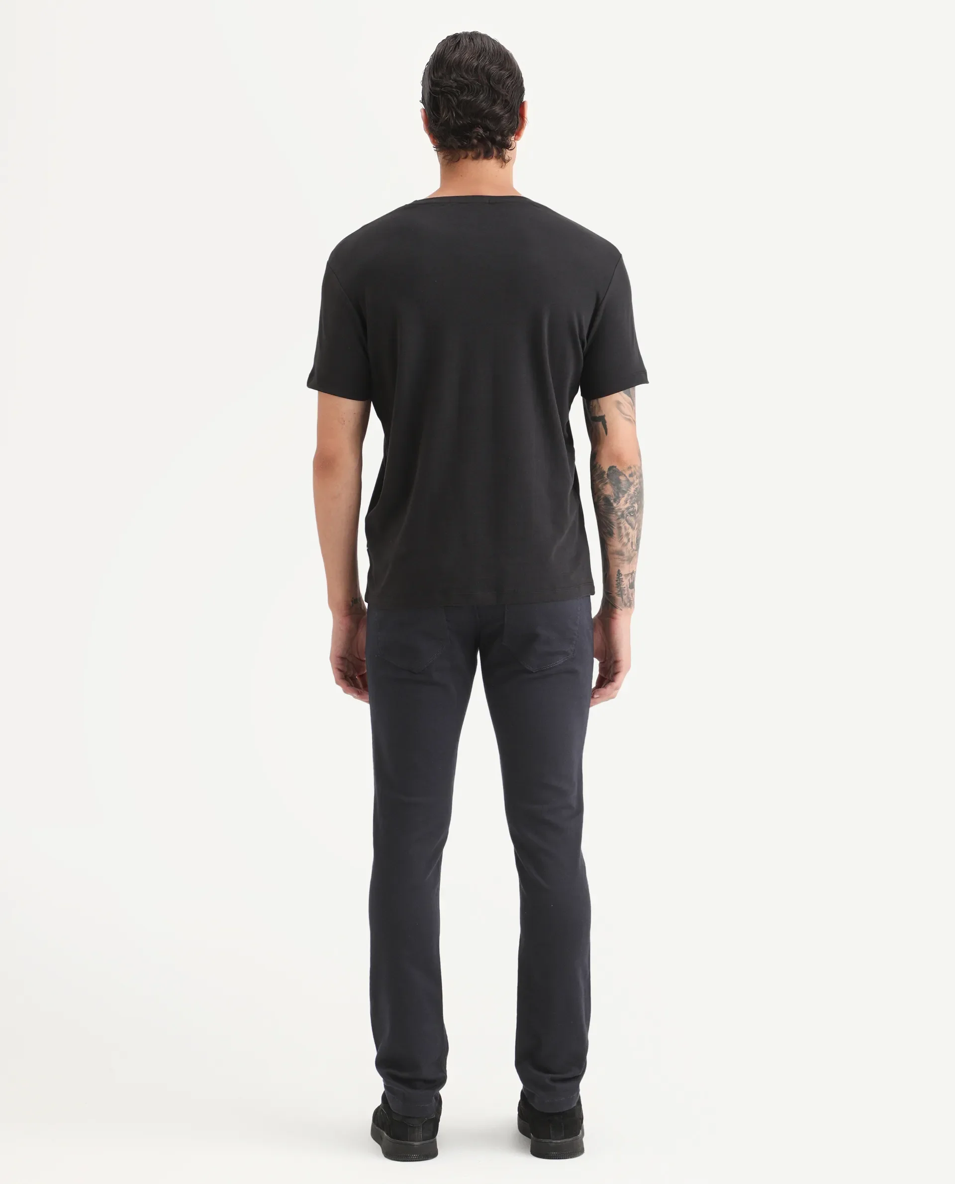 Rare Rabbit Men's Satinx Navy Cotton Plain Hawk Slim Fit Jeans - Image 8