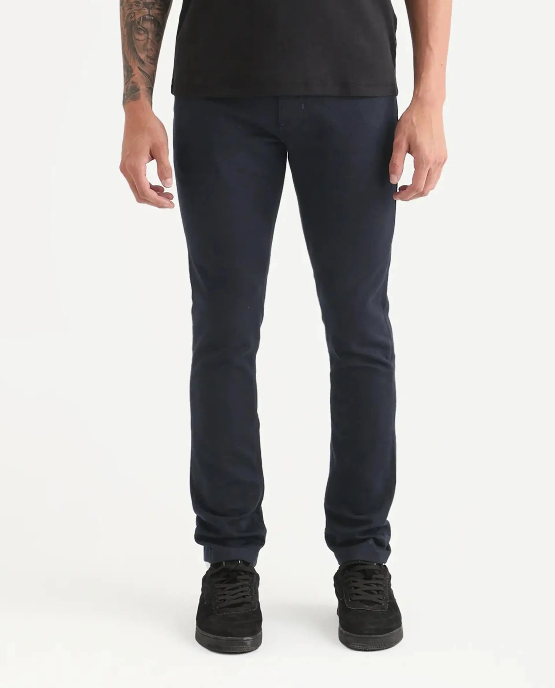 Rare Rabbit Men's Satinx Navy Cotton Plain Hawk Slim Fit Jeans - Image 9