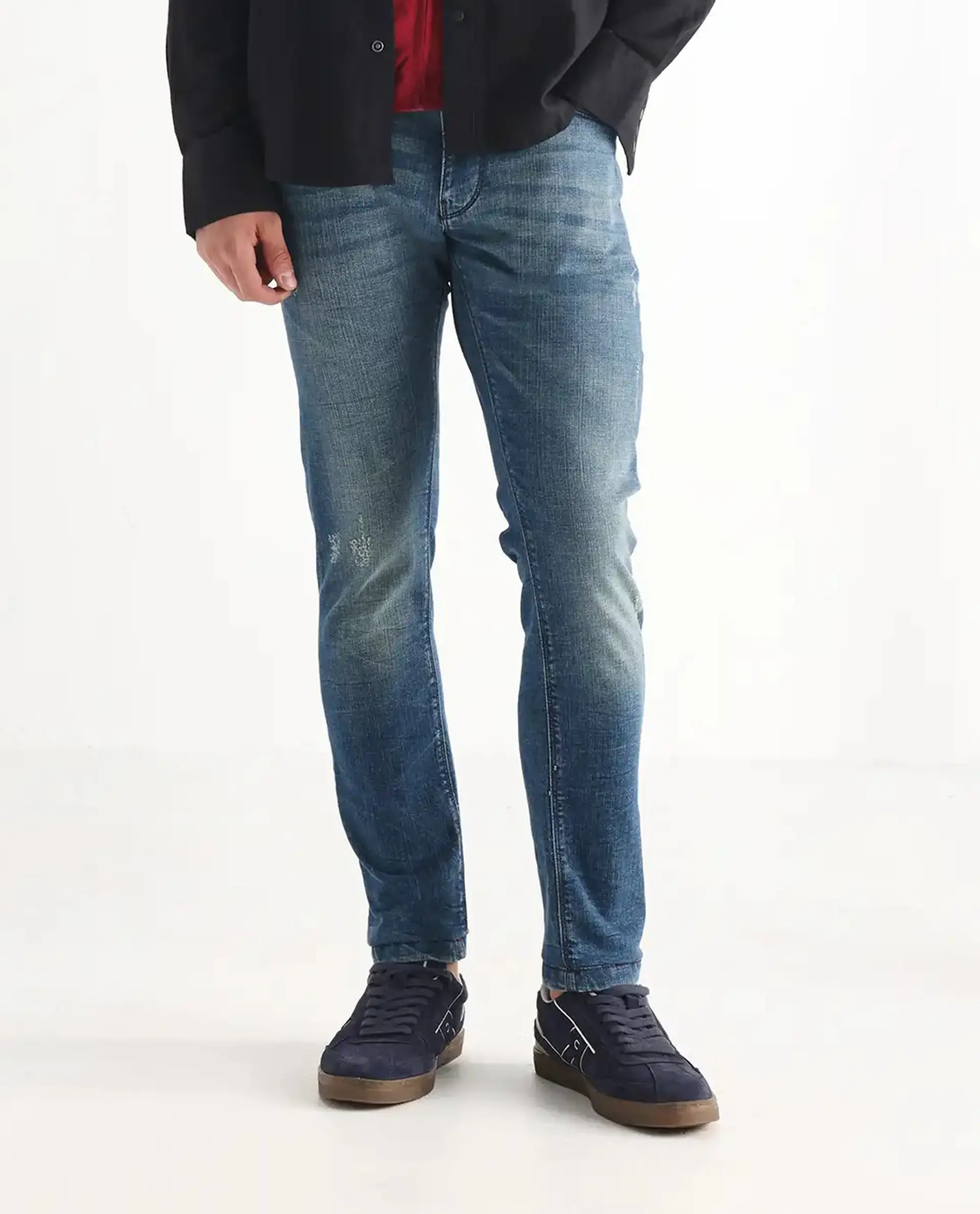 Rare Rabbit Men's Sator Light Blue Cotton Plain Hawk Slim Fit Jeans - Image 10