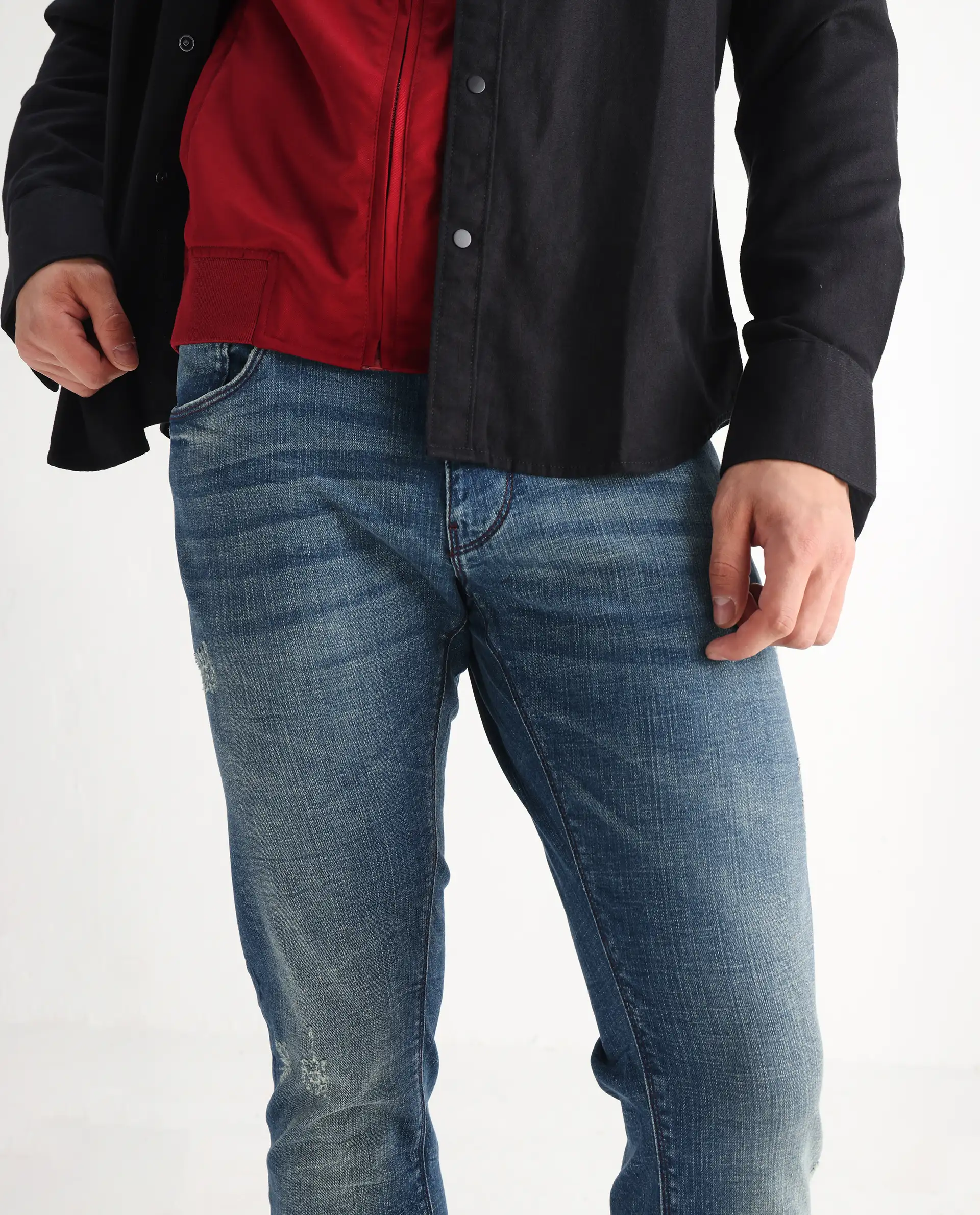 Rare Rabbit Men's Sator Light Blue Cotton Plain Hawk Slim Fit Jeans - Image 2
