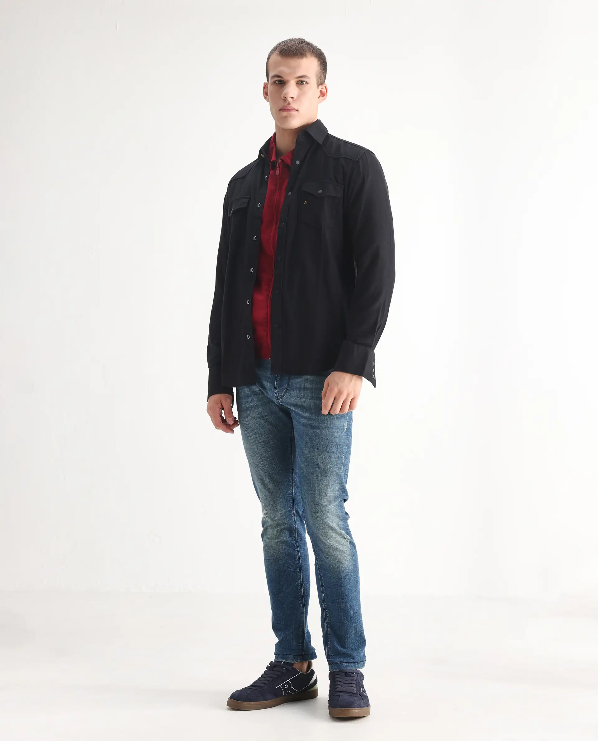 Rare Rabbit Men's Sator Light Blue Cotton Plain Hawk Slim Fit Jeans - Image 3