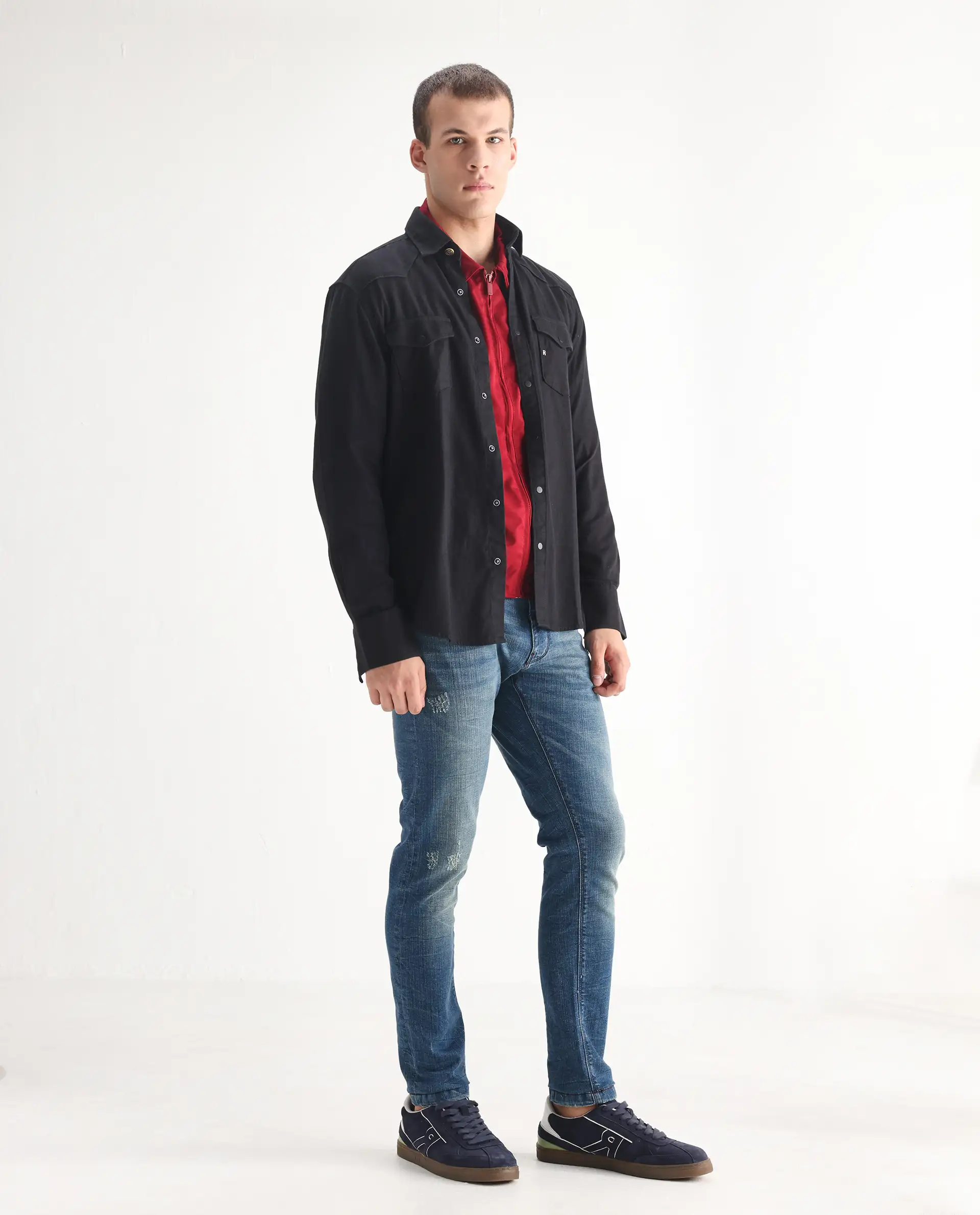 Rare Rabbit Men's Sator Light Blue Cotton Plain Hawk Slim Fit Jeans - Image 5