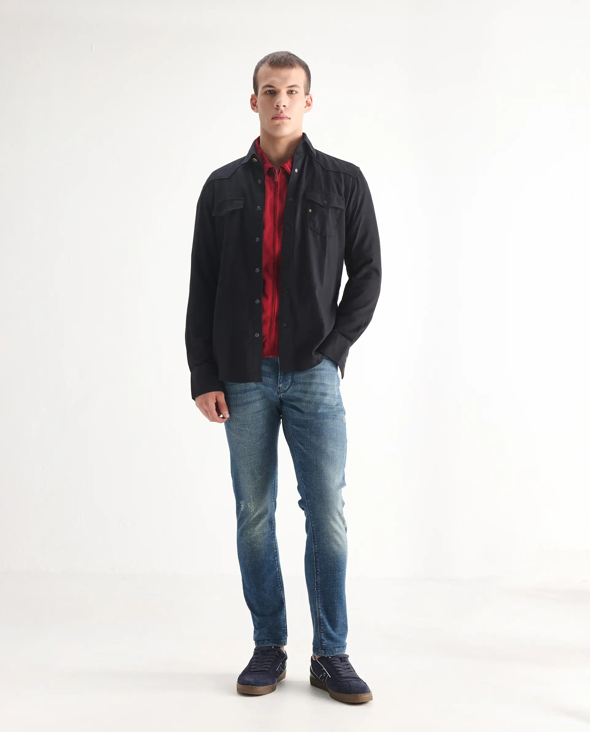 Rare Rabbit Men's Sator Light Blue Cotton Plain Hawk Slim Fit Jeans - Image 7